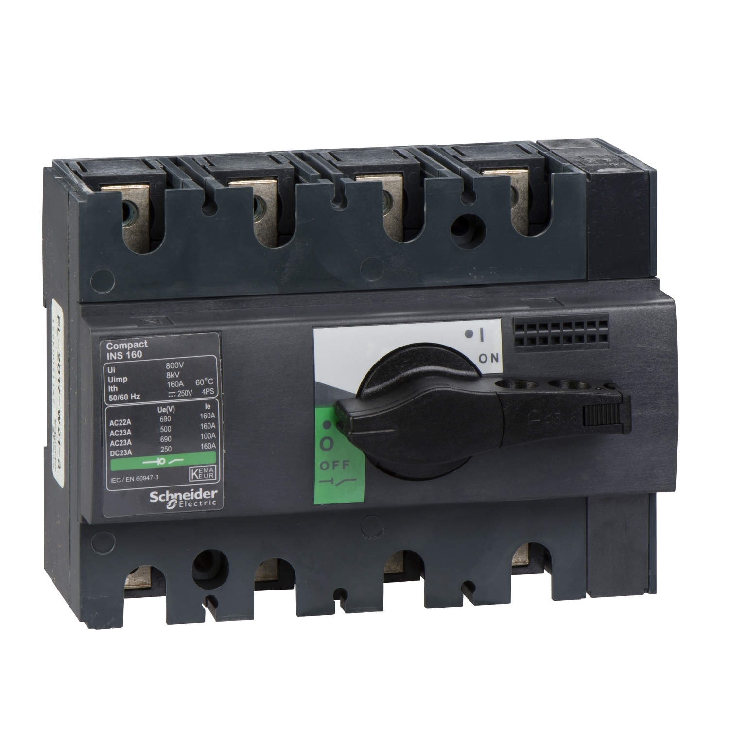 Switch disconnector, Compact INS160 , 160 A, standard version with black rotary handle, 4 poles