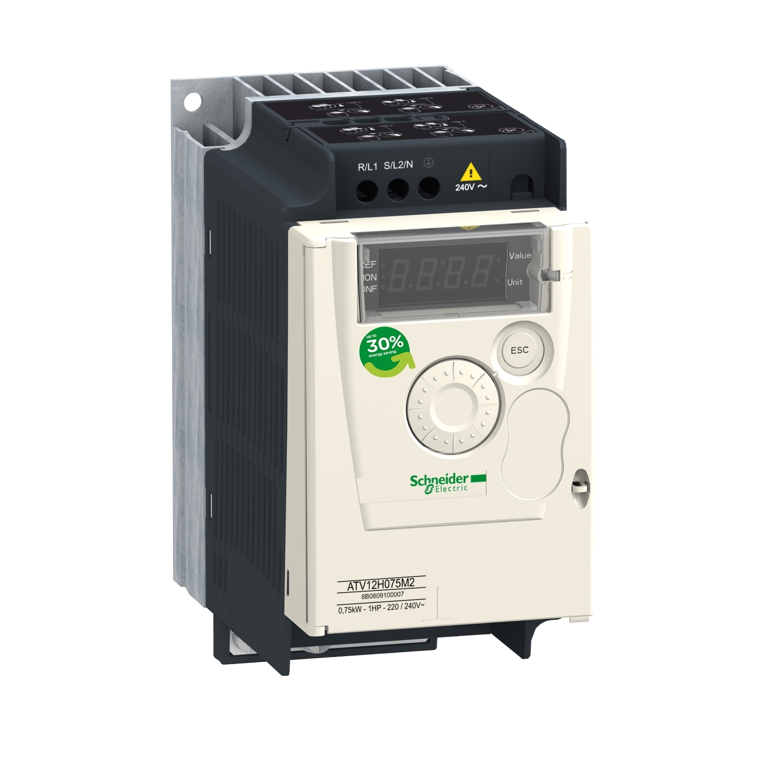 Variable speed drive ATV12 - 0.55kW - 0.75hp - 200..240V - 1ph - with heat sink