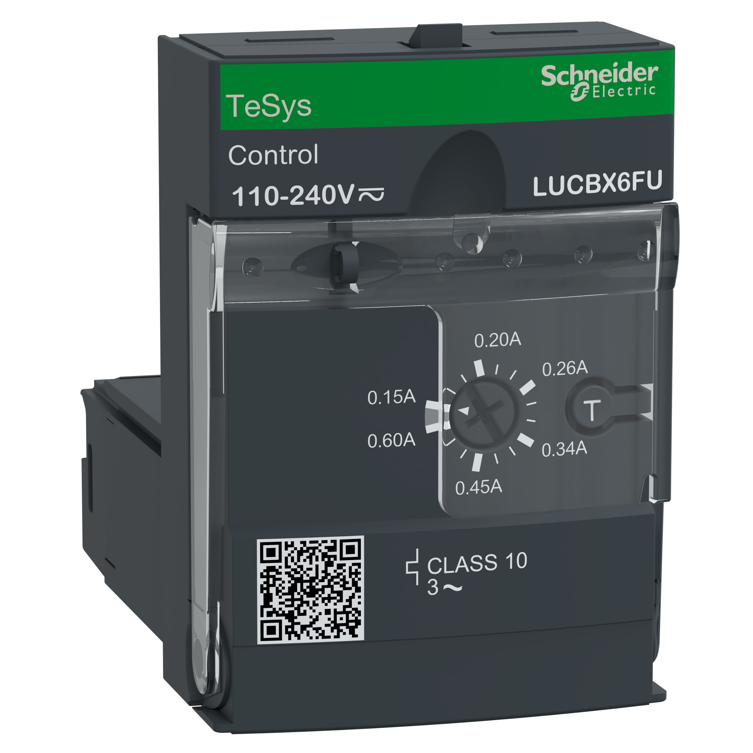 LUCBX6FU - Advanced control unit, TeSys U, 0.15-0.6A, 3P motors, protection & diagnostic, class 10, coil 110-240V AC/DC Schneider Electric
