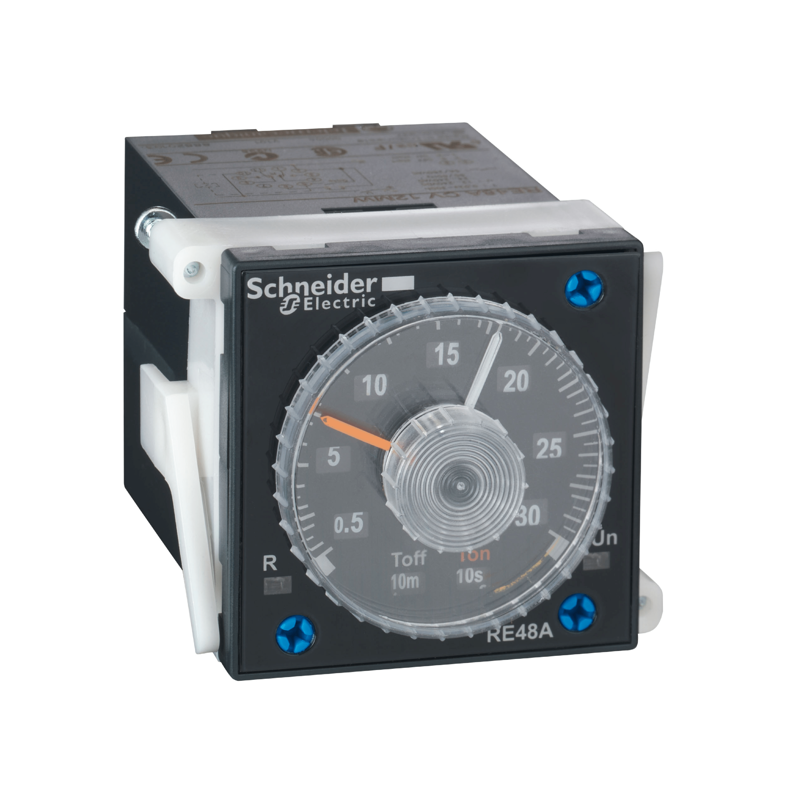 RE48ACV12MW - Harmony, Modular timing relay, 5 A, 2 CO, 0.02 s...300 h, asymmetrical flashing, 24...240 V AC/DC Schneider Electric