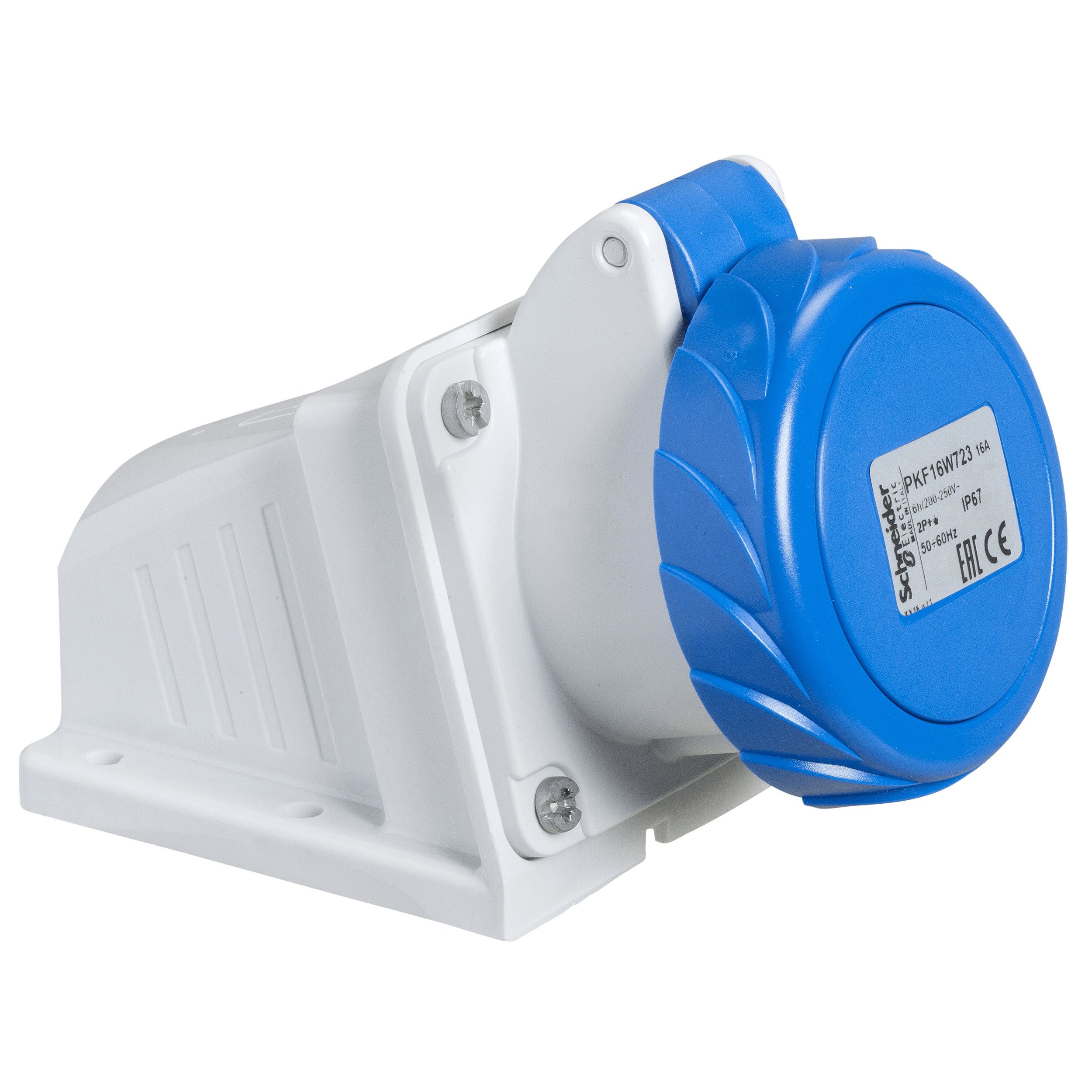 PKF16W724 - PratiKa socket - screw - angled - 16A - 3P + E - 200...250 V AC - wall Schneider Electric