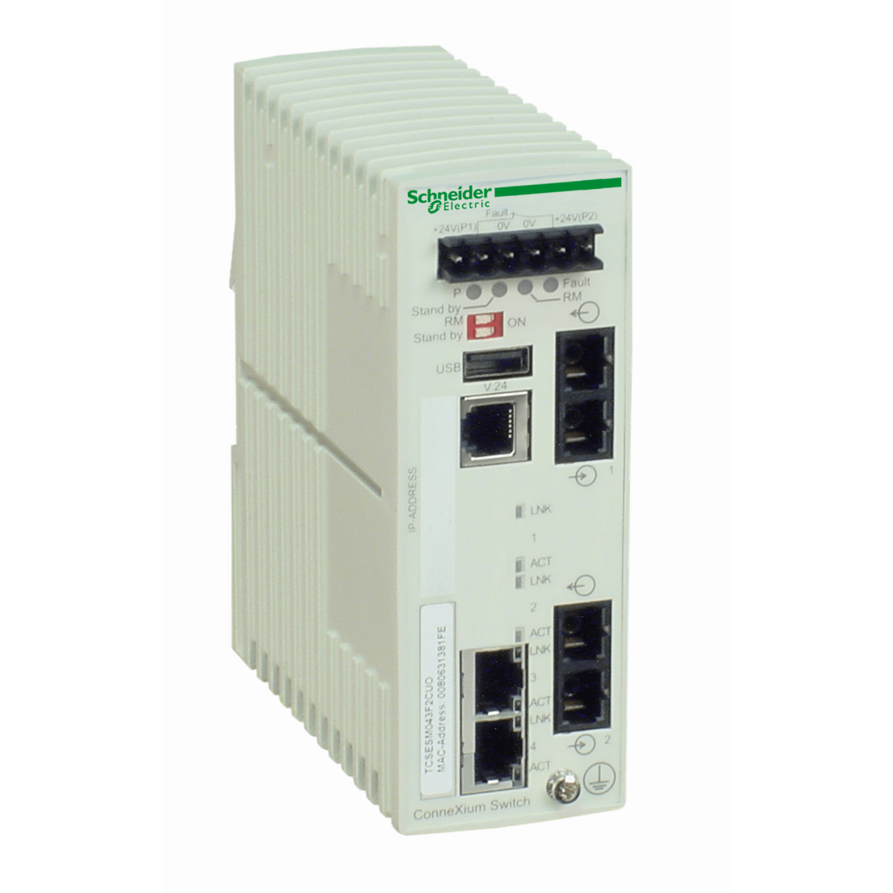 TCSESM043F2CU0 - ConneXium Managed Switch - 2 ports for copper + 2 ports for fiber optic multimode Schneider Electric