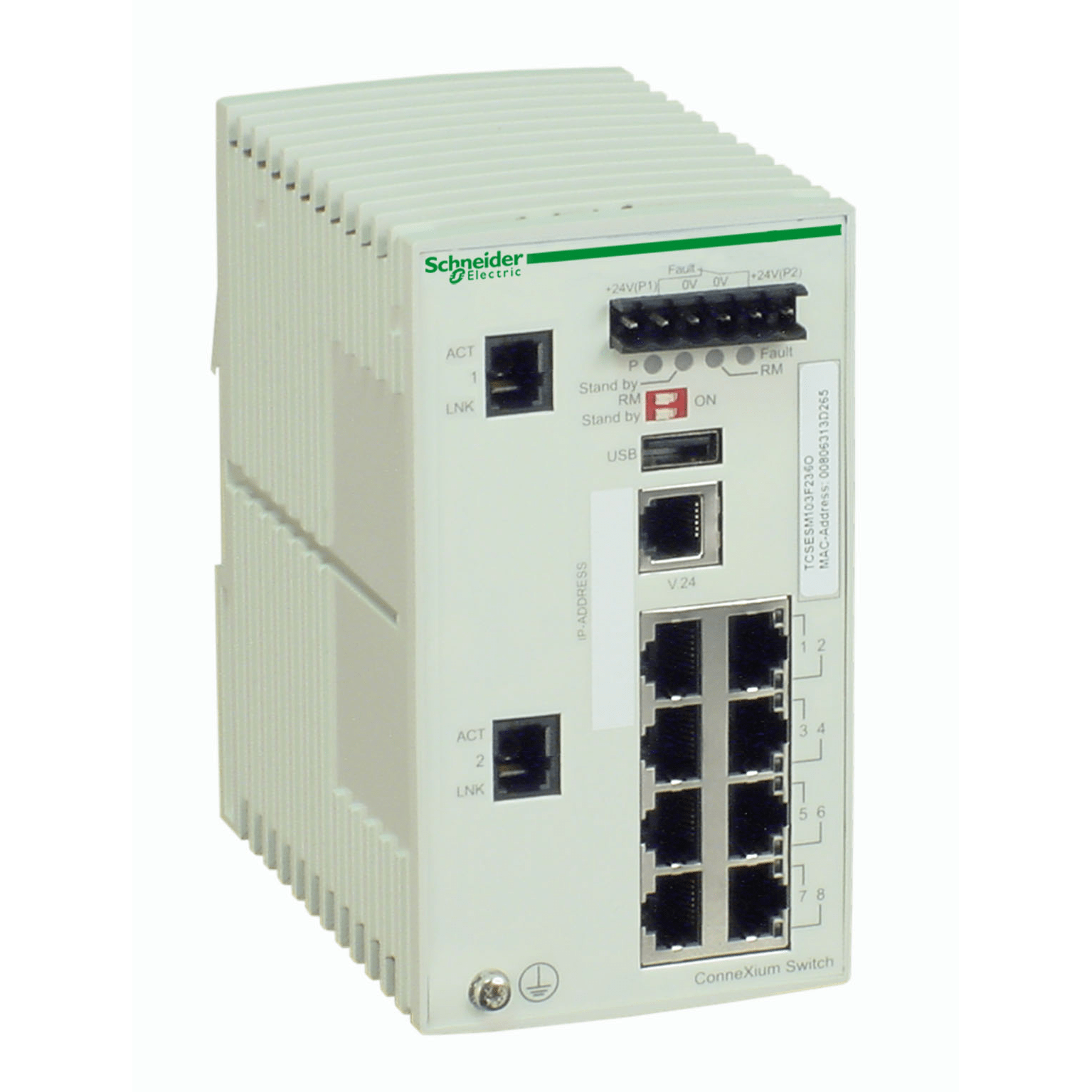 TCSESM103F23G0 - ConneXium Managed Switch - 8 ports for copper + 2 Gigabit ports for copper Schneider Electric