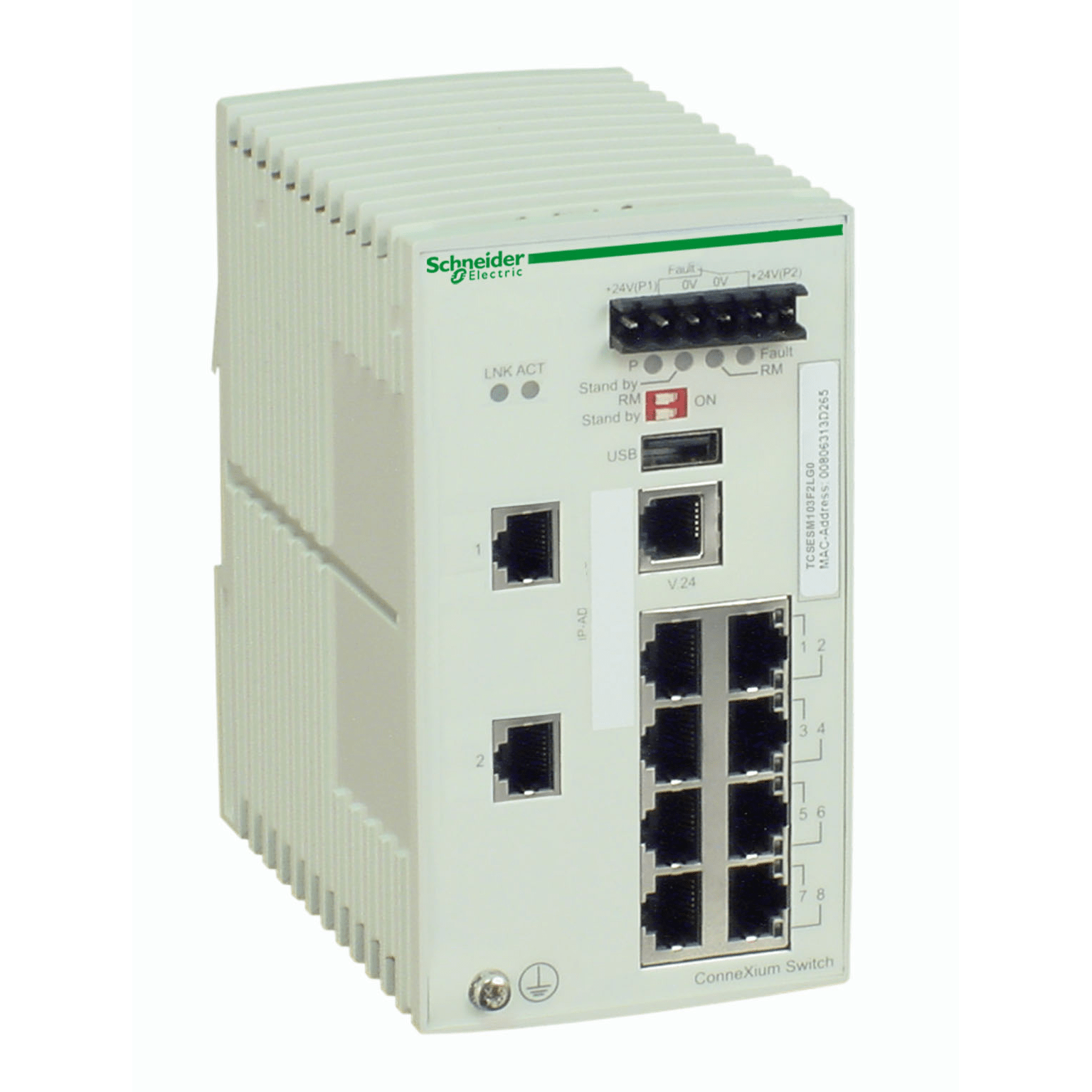 TCSESM103F2LG0 - TCSESM103F2LG0 - Ethernet TCP/IP managed switch - ConneXium - 8 ports copper + 2 for fiber optic Schneider Electric