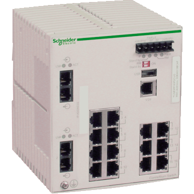 TCSESM163F2CS0 - ConneXium Managed Switch - 14 ports for copper + 2 ports for fiber optic single-mode Schneider Electric