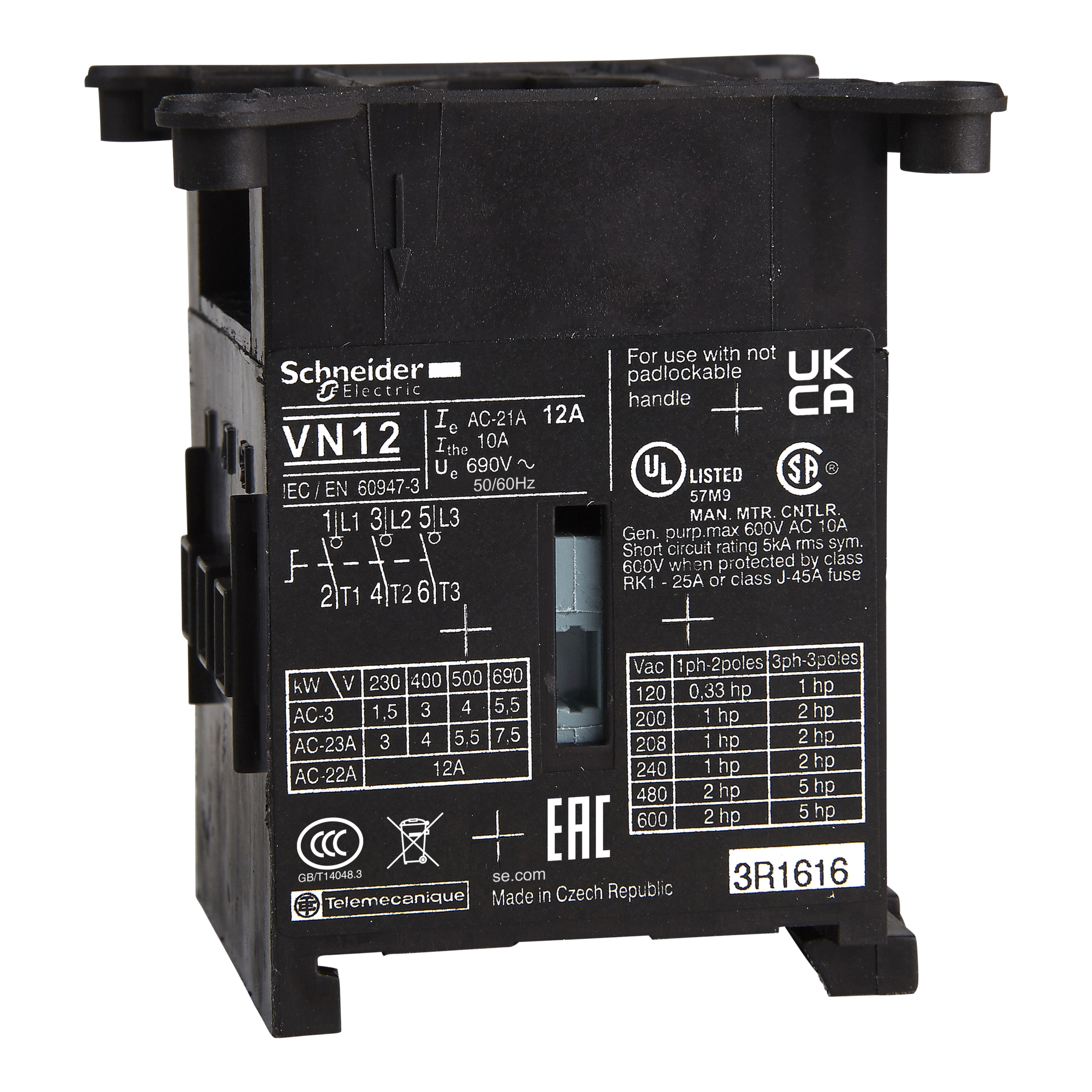 VN20 - TeSys Mini-VARIO - Switch body for switch-disconnector - 3 poles - 20 A Schneider Electric