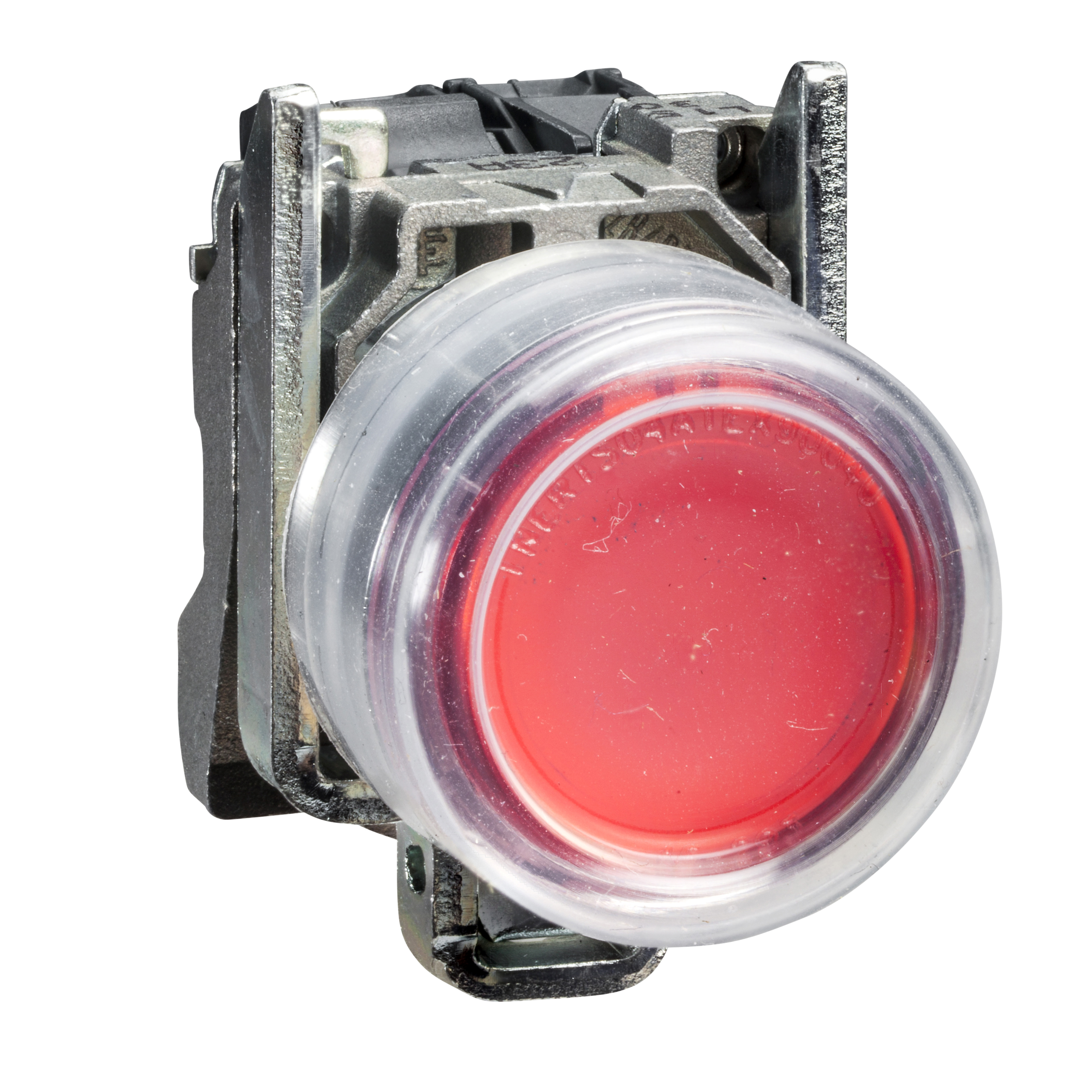 Harmony XB4 - ATEX D, Push button, metal, projecting, red, Ø22, spring return, booted, unmarked, 1 NC, ATEX Schneider Electric