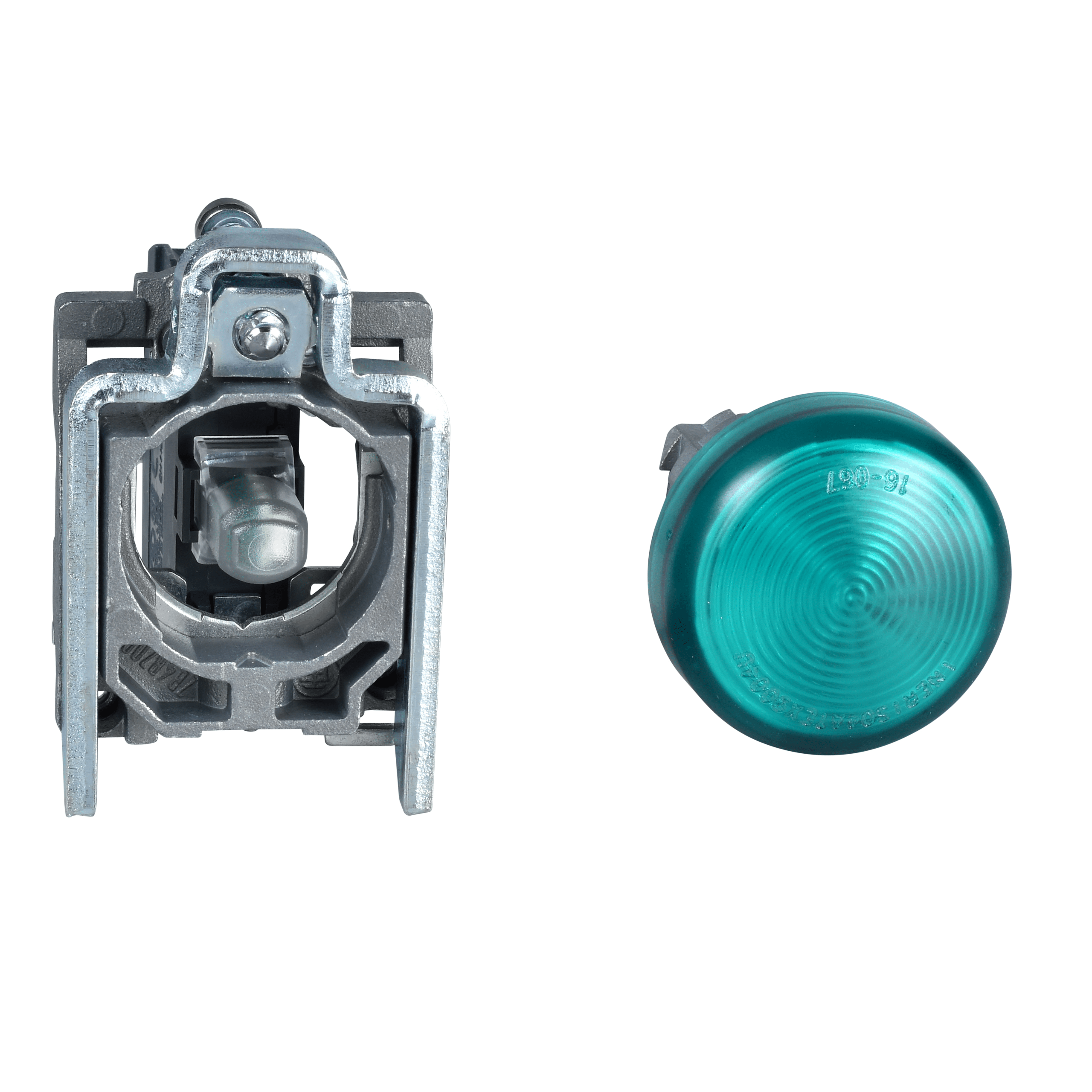 XB4BVB3EX - Harmony XB4 - ATEX D, Pilot light, metal, green, Ø22, plain lens with integral LED, 24 V AC/DC, ATEX Schneider Electric