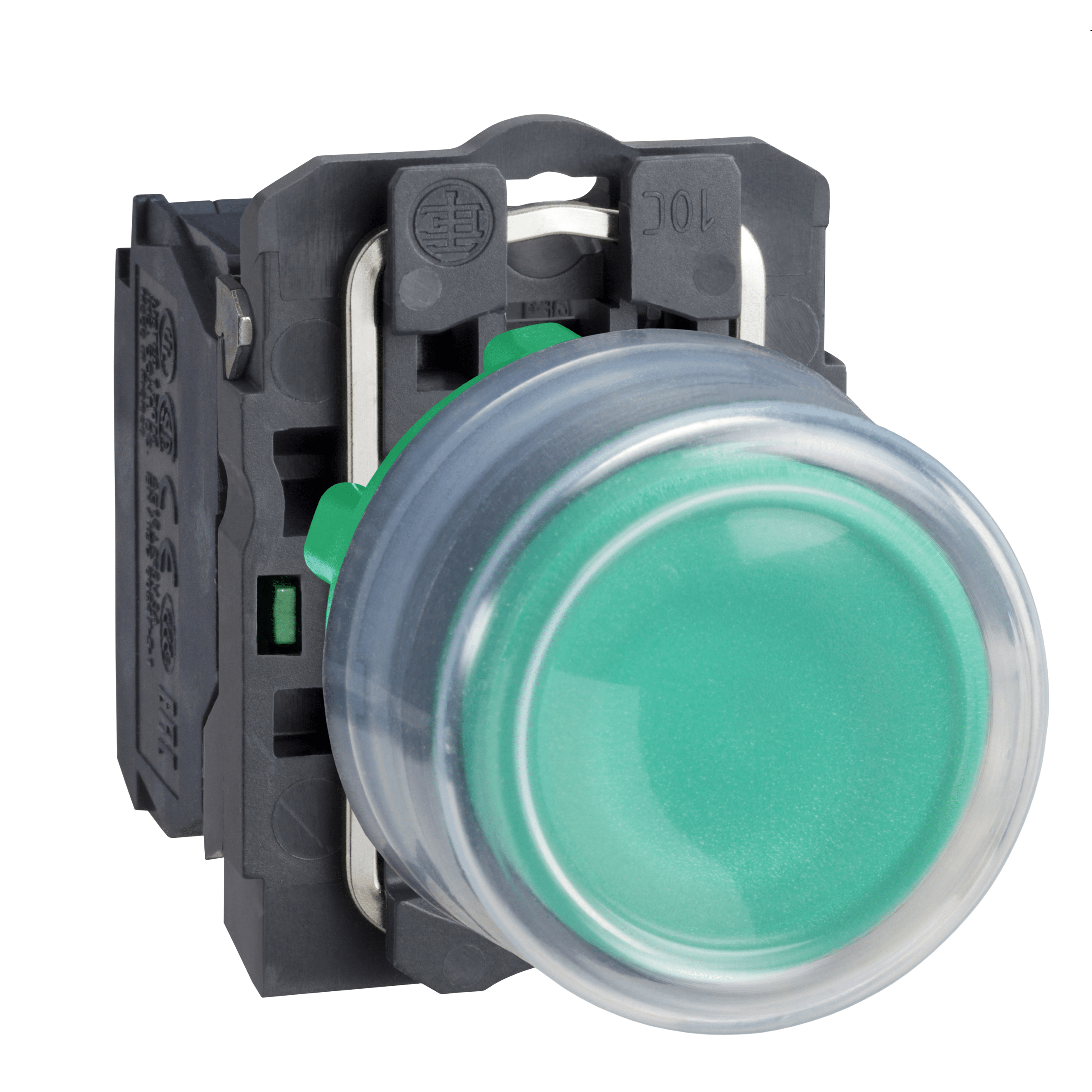 XB5AP31 - Harmony XB5, Push button, plastic, projecting, green, Ø22, spring return, booted, unmarked, 1 NO Schneider Electric