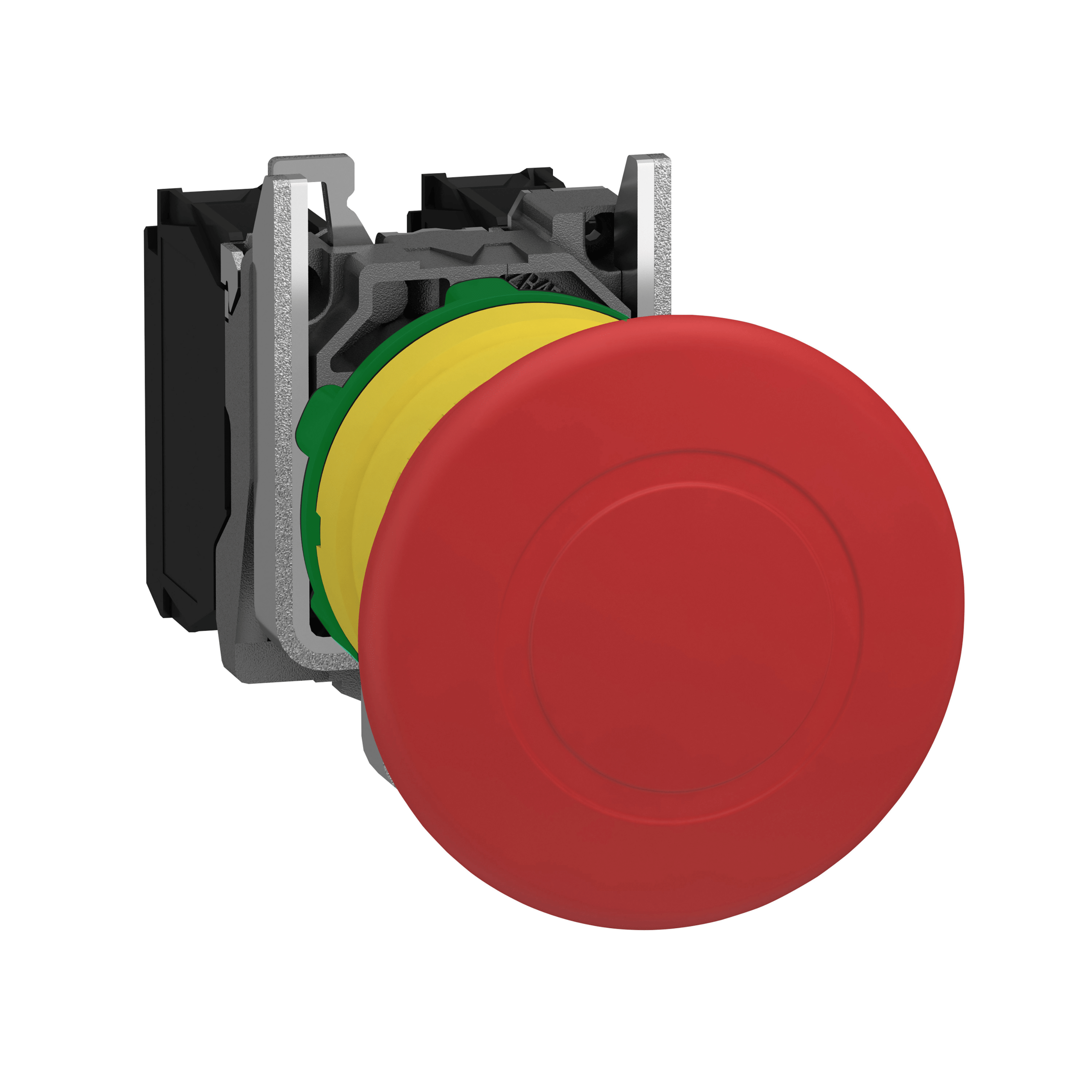 Harmony XB5, Emergency stop switching off, plastic, red mushroom Ø40, Ø22 trigger latching push-pull, 1 NO + 1 NC Schneider Electric