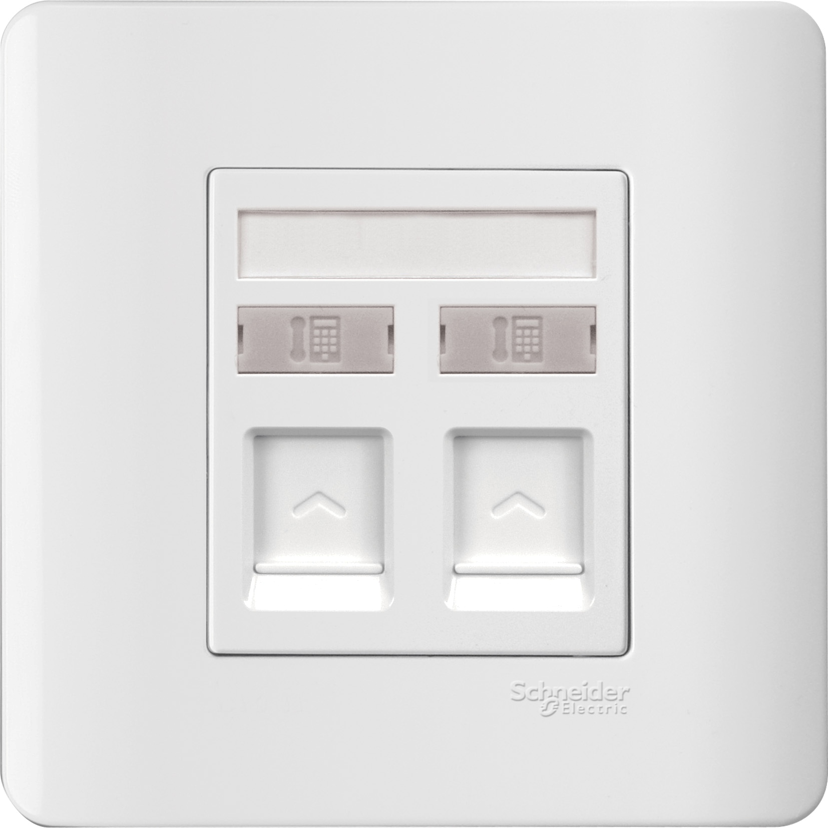 E8432RJS4_WE - 2 Gang Telephone Socket on Shuttered Wallplate, White Schneider Electric