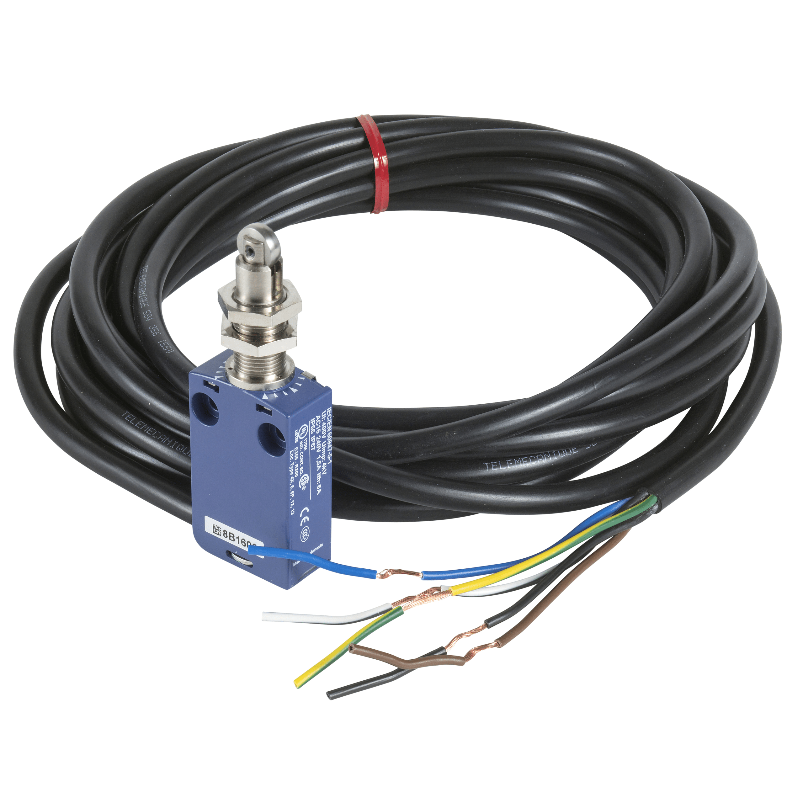 XCMD21F2L1 – Limit switch, Limit switches XC Standard, XCMD, M12 steel roller plunger, 1NC+1 NO, snap, 1 m | Telemecanique Sensors