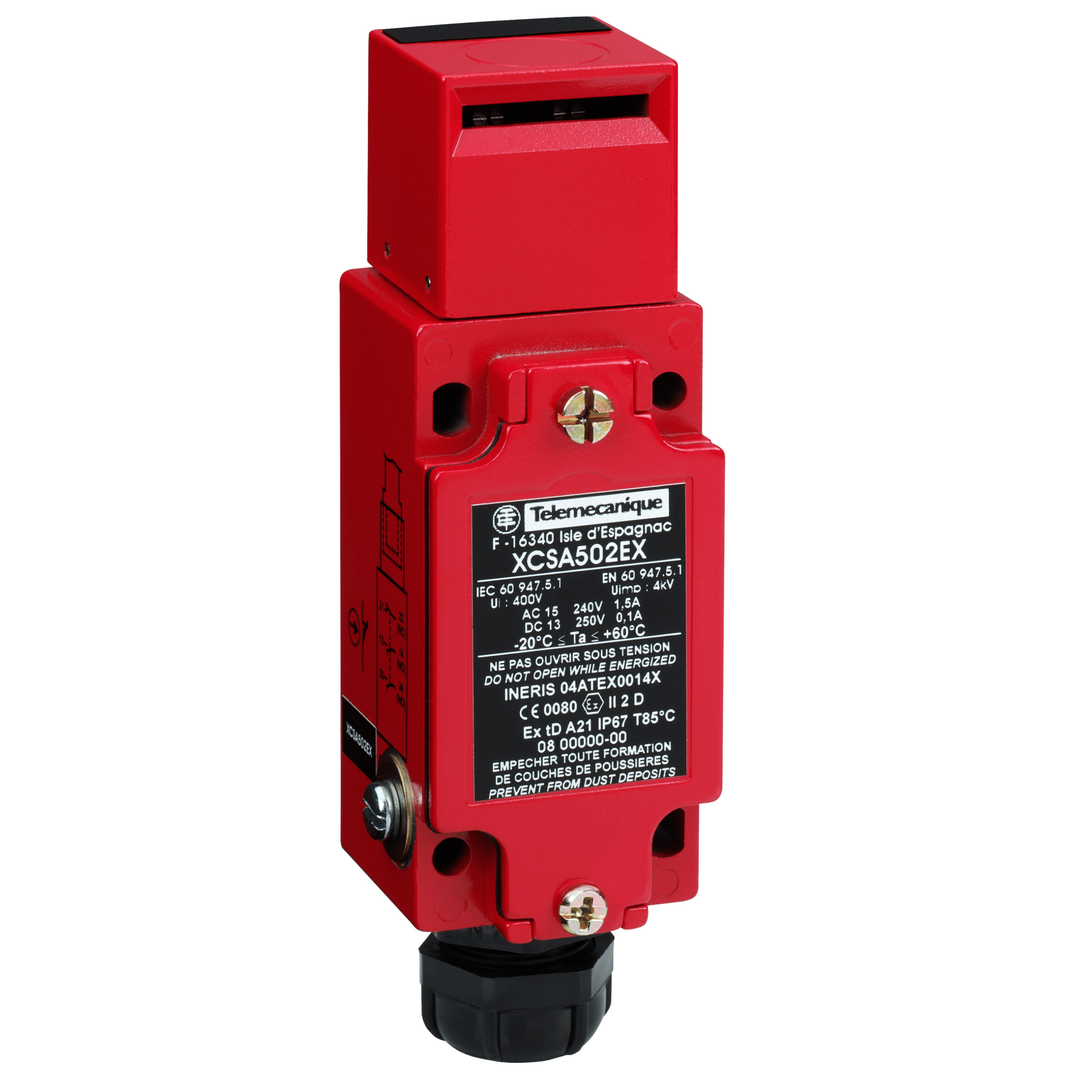 XCSA702EX – Safety switch, Telemecanique Safety switches XCS, metal key operated XCSA, 2NC + NO slow break, ATEX/IECEx | Telemecanique Sensors