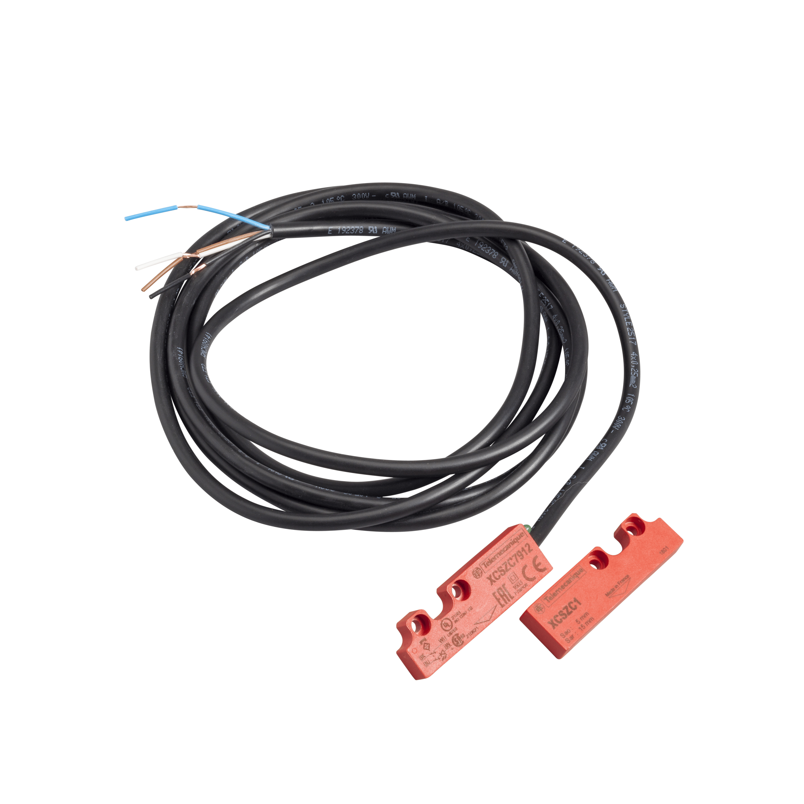 XCSDMC5912 - Coded magnetic switch, Telemecanique Safety switches XCS, XCSDMC, 1 NC + 1 NO, staggered, 2 m Telemecanique Sensors