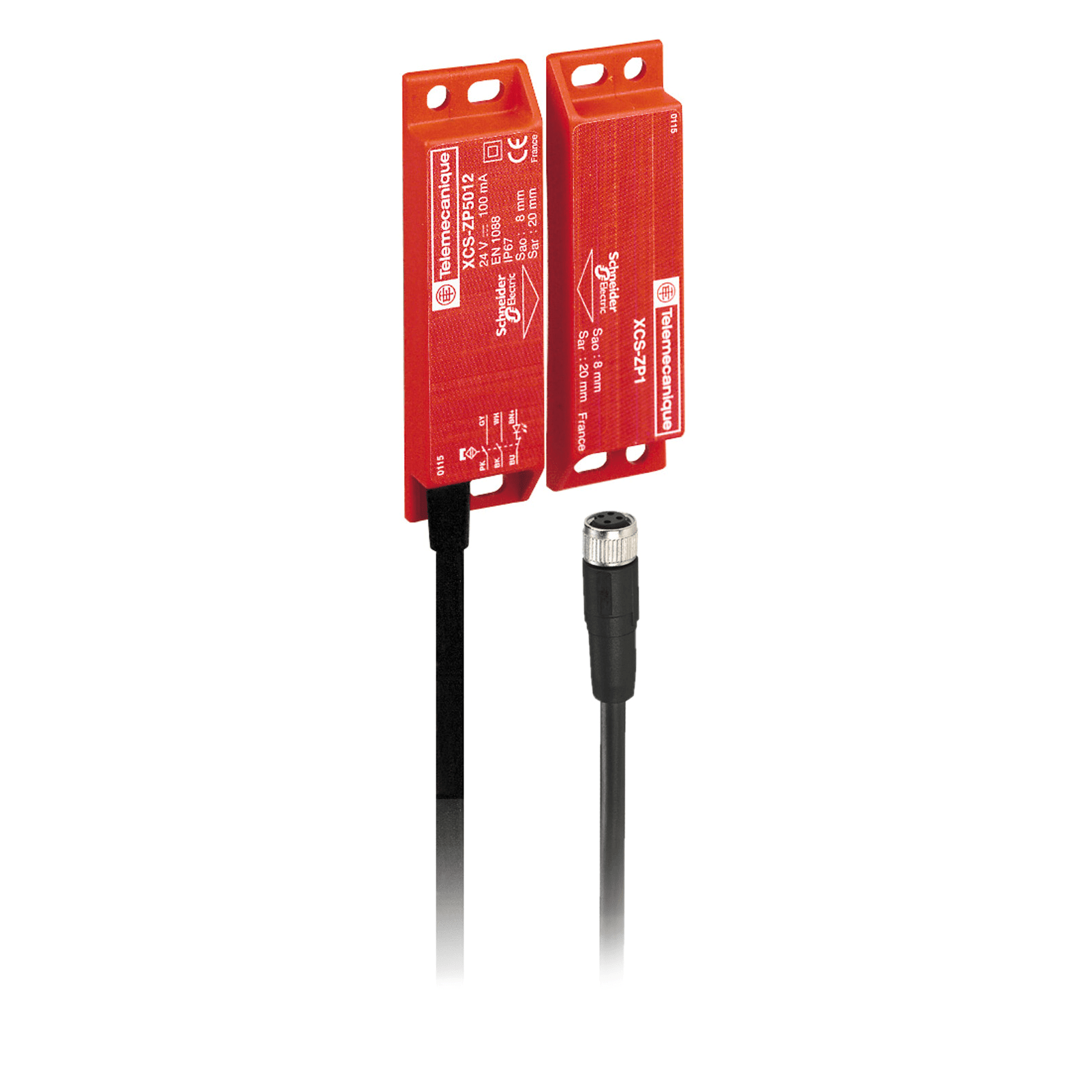 XCSDMP791L01M12 - Coded magnetic switch, Telemecanique Safety switches XCS, XCSDMP, 2 NC, staggered, M12 0.15 m Telemecanique Sensors