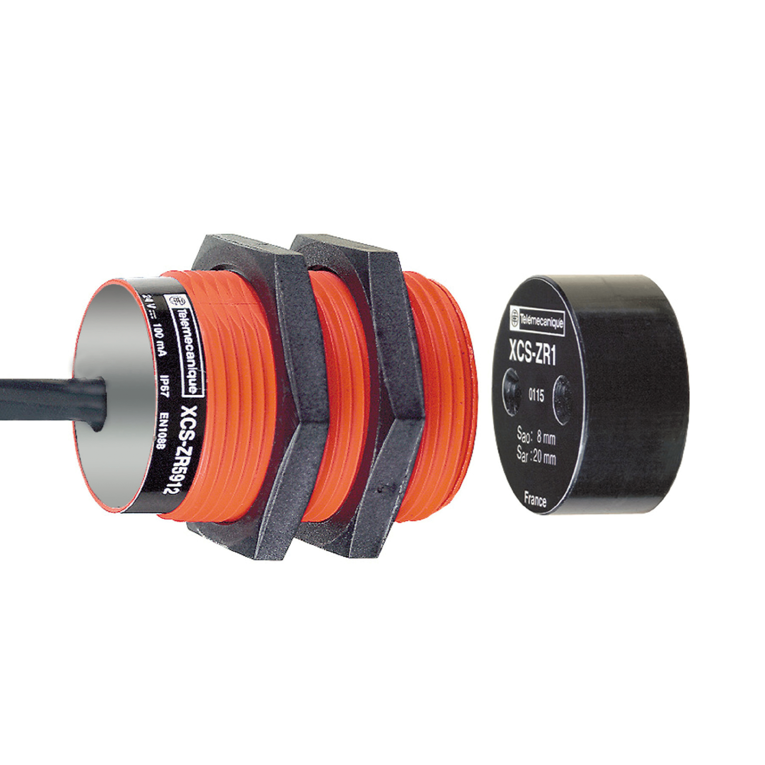 Coded magnetic switch, Telemecanique Safety switches XCS, XCSDMR, 1 NC + 1 NO, staggered, 2 m Telemecanique Sensors