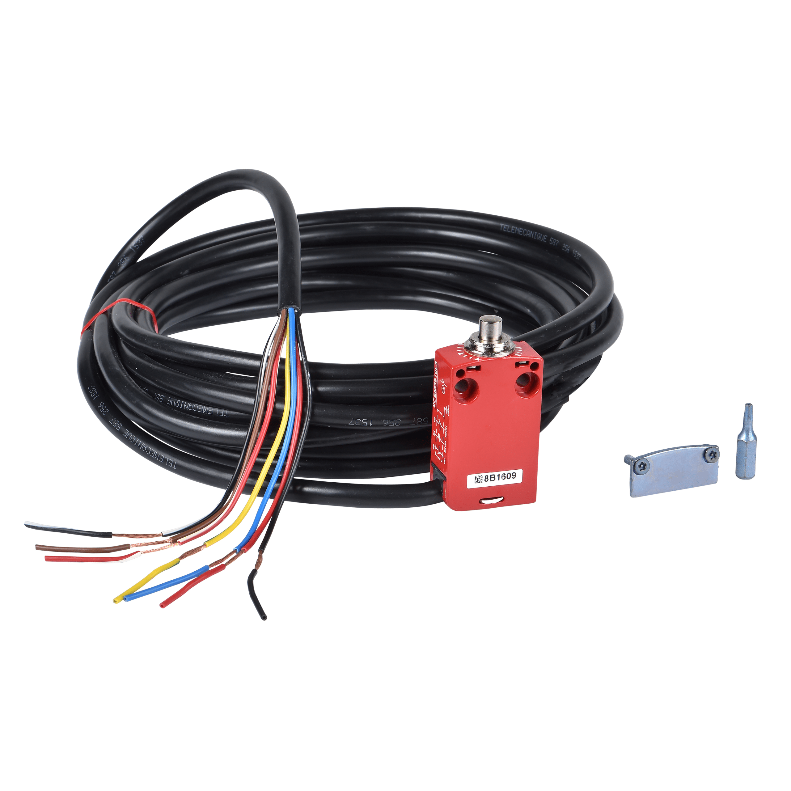 XCSM3902L5 – Safety limit switch, Telemecanique Safety switches XCS, XCSM, metal, roller plunger, 2 NC + 1 NO, cable 5 m | Telemecanique Sensors