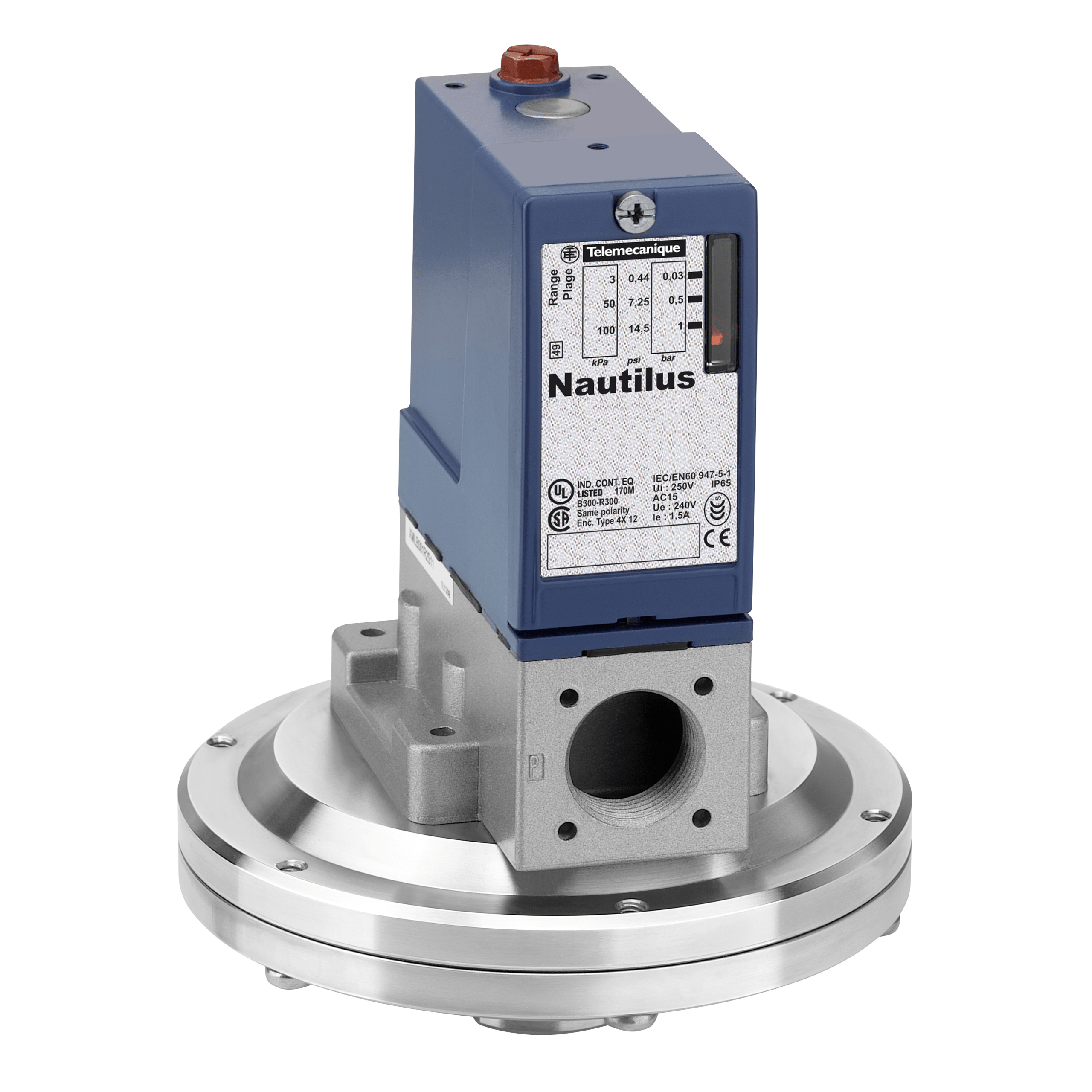 XMLA001R2S11 – Electromechanical pressure sensor, Pressure sensors XM, switch XMLA 1 bar, fixed scale 1 threshold, 1 C/O | Telemecanique Sensors