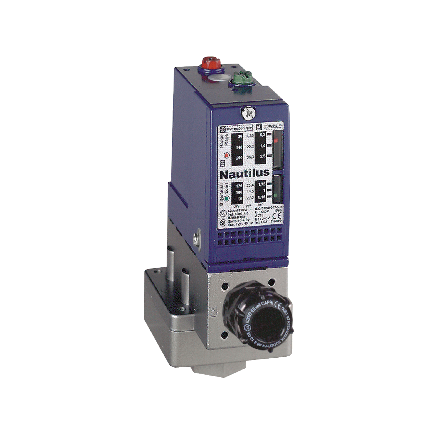XMLB004A2S12EX – Pressure switch XMLB - 4 bar - adjustable scale 2 thresholds - 1 C/O | Telemecanique Sensors