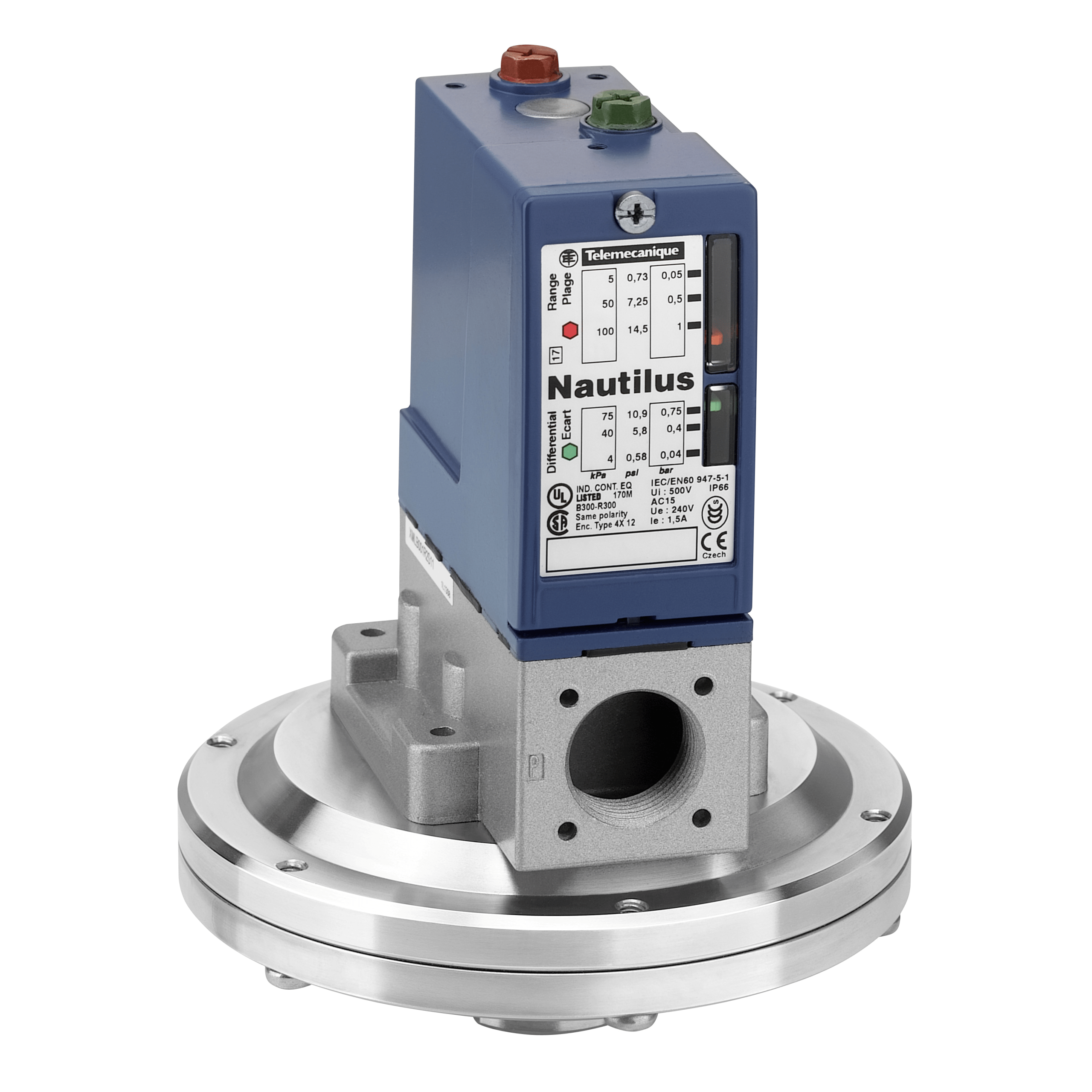XMLBL35R2S11 – Electromechanical pressure sensor, Pressure sensors XM, switch XMLB 350 mbar, adjustable scale 2 thresholds…