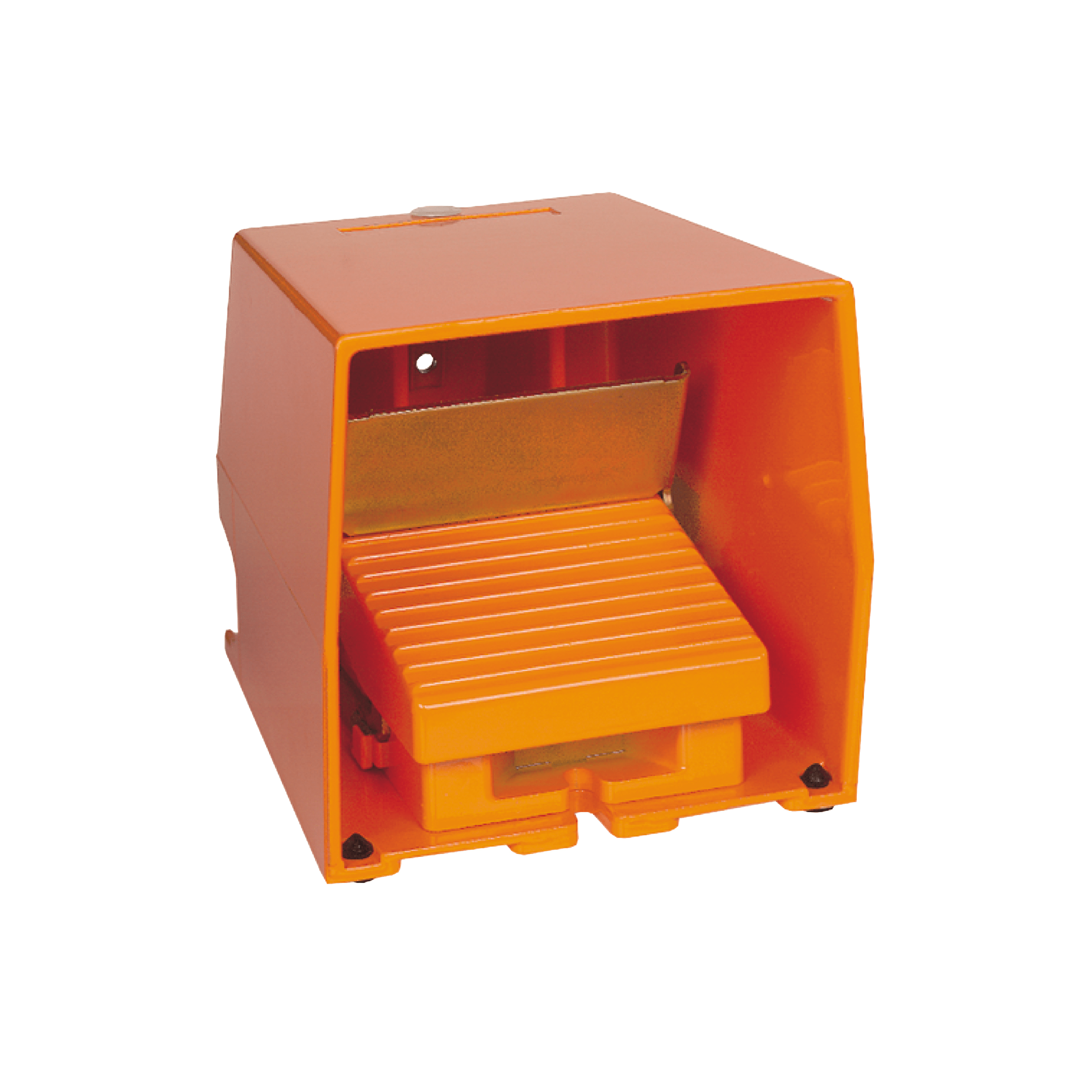XPER510 - Preventa XPE, Single foot switch, metal, orange, with cover, trigger mechanism, 1 NO + 1 NC Schneider Electric