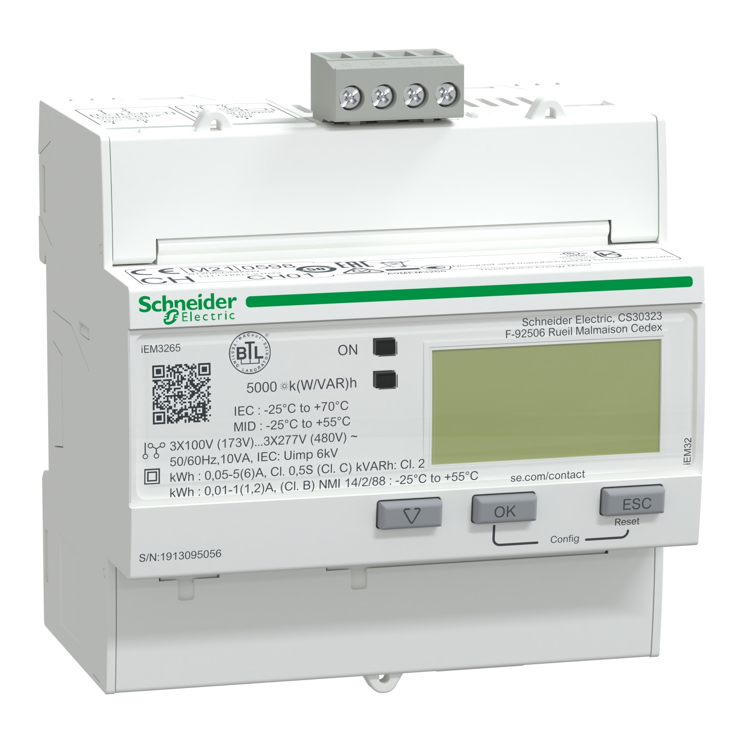 A9MEM3265 – IEM3265 energy meter - CT - BACnet - 1 digital I - 1 digital O - multi-tariff - MID | Schneider Electric