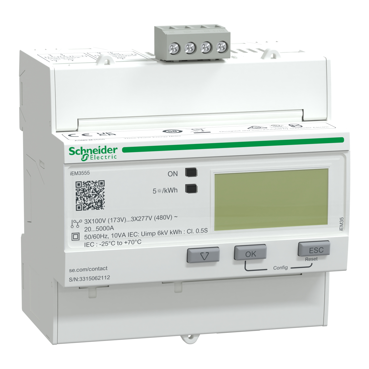 A9MEM3555 – IEM3555 energy meter - Modbus - 1 DI - 1 DO - multi-tariff - Rogowski coil | Schneider Electric