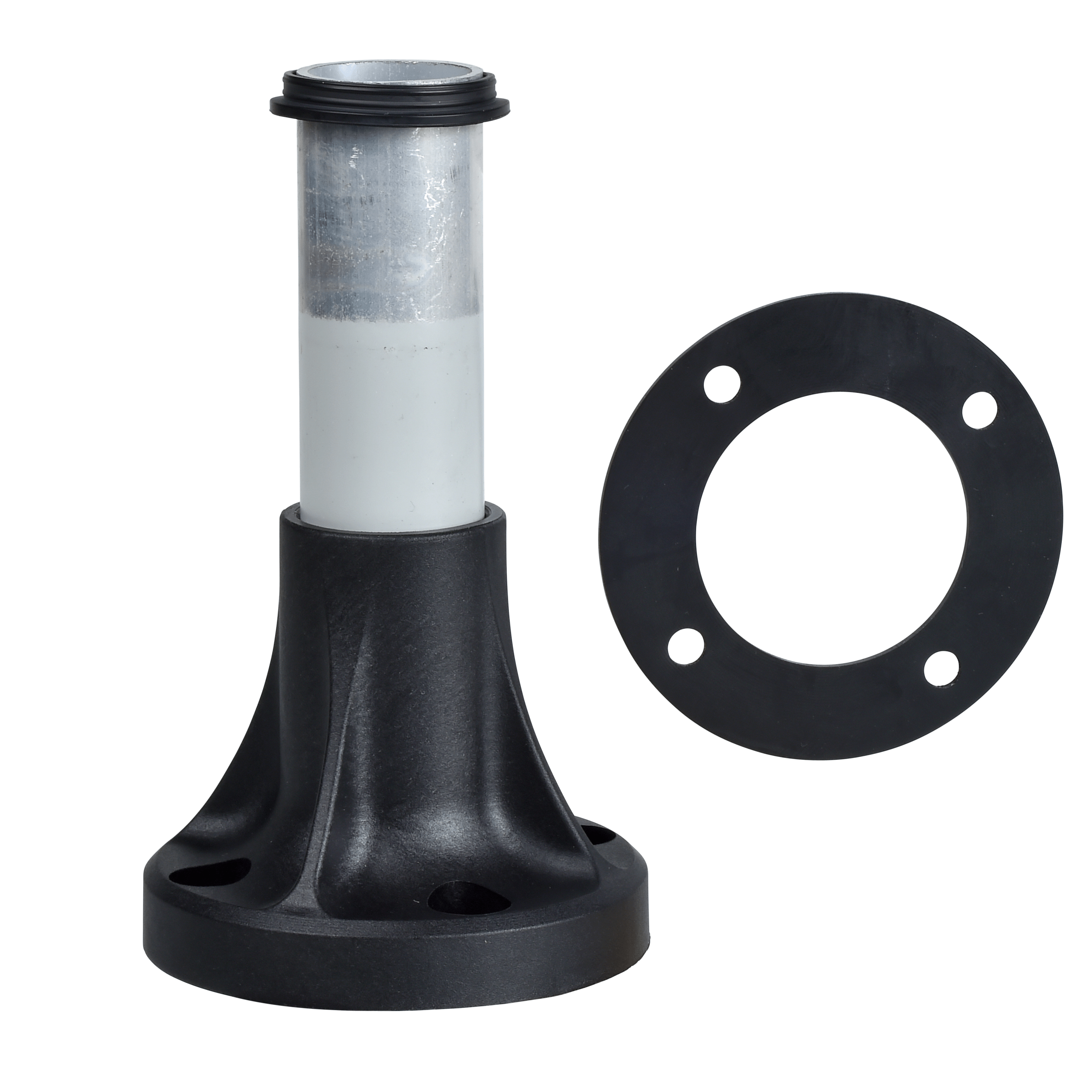 XVBZ02A - Harmony XVB, Fixing base for modular tower lights, plastic, Ø70, 80mm aluminium support tube + black fixing plate Schneider Electric