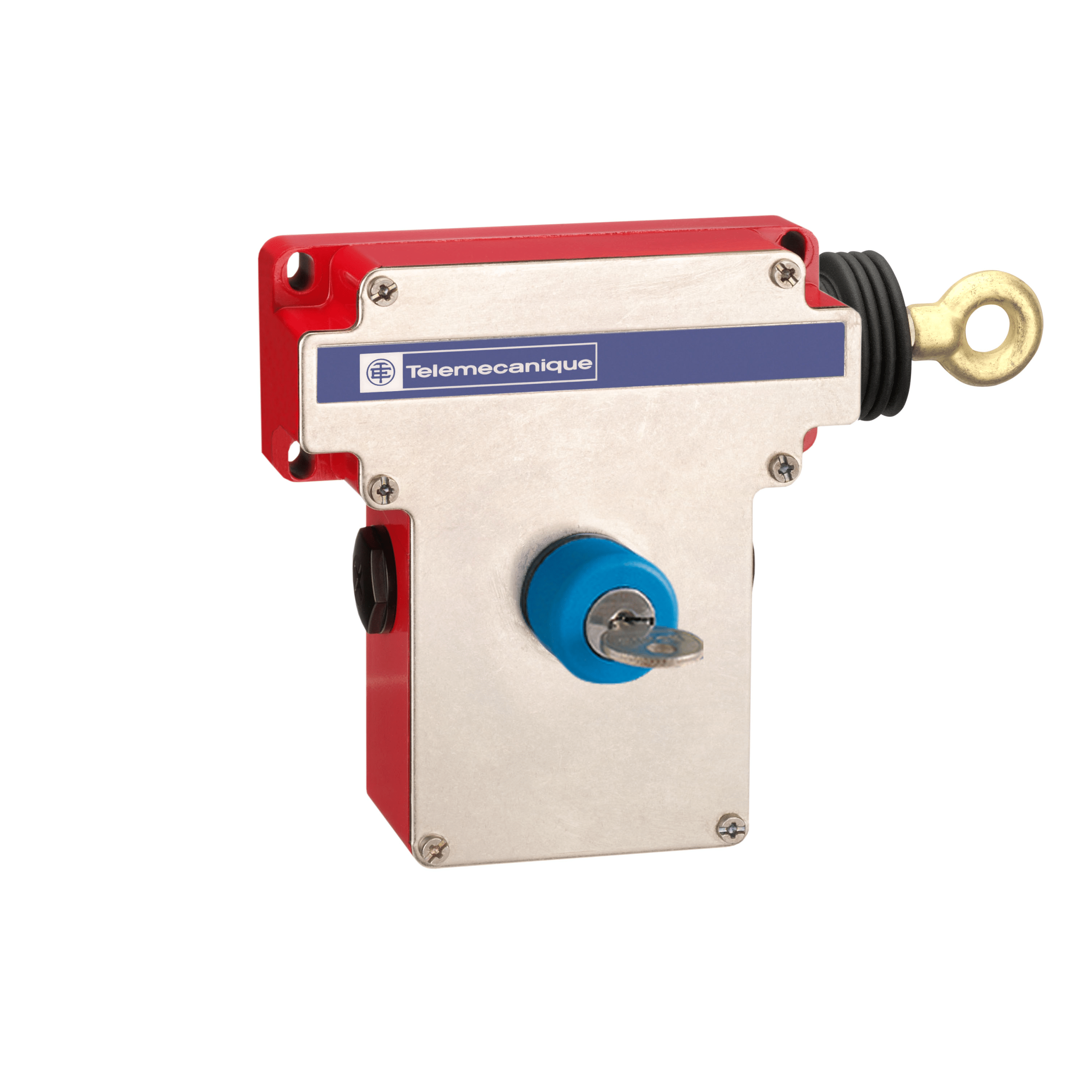 XY2CE1A450 - Latching emergency stop rope pull switch, Telemecanique Emergency stop rope pull switches XY2C, e XY2CE, RH side -1NC+1 NO, key release pushbutton Telemecanique