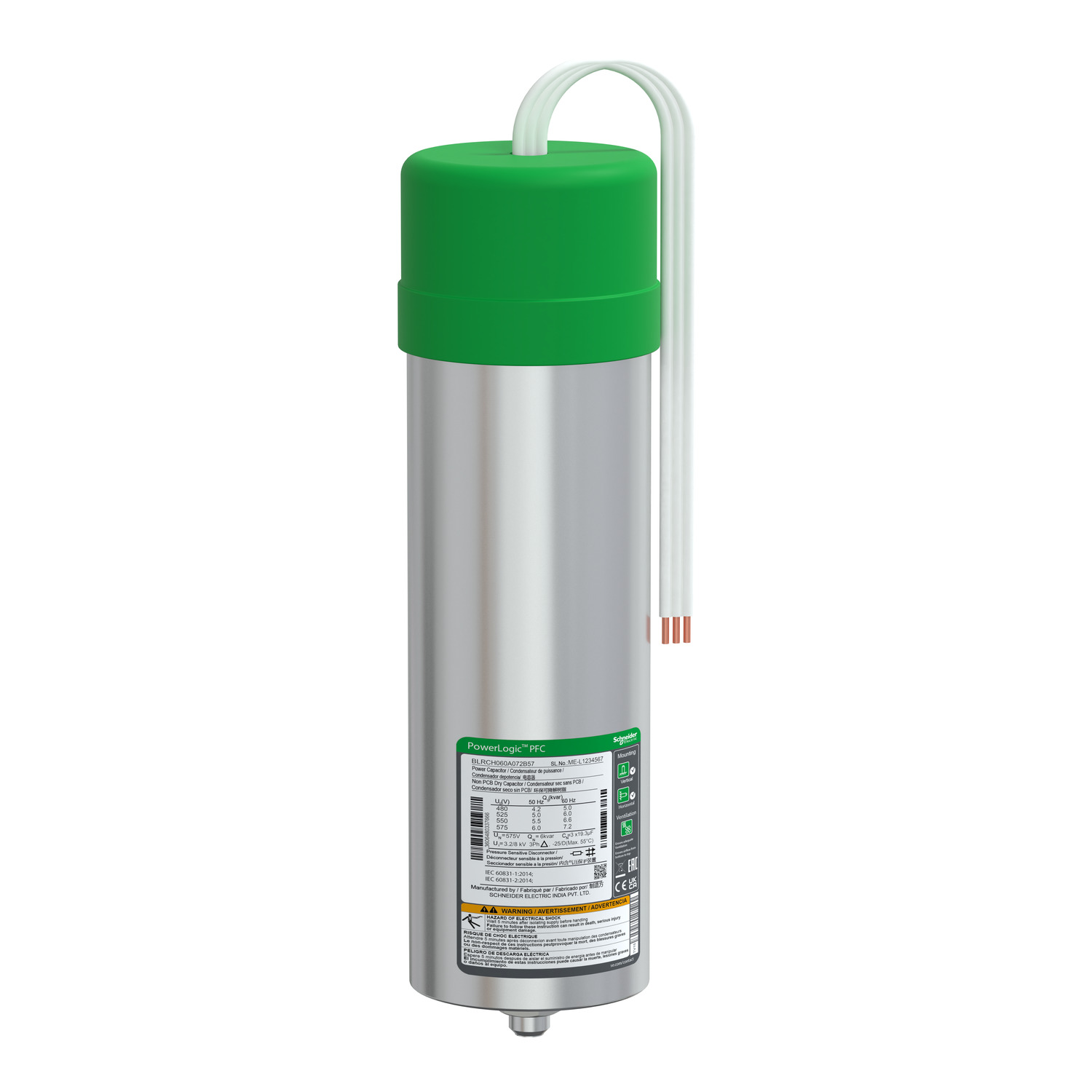 VarPlus Can HDuty Capacitor - 4.2/5 kvar - 480 V - 50/60Hz