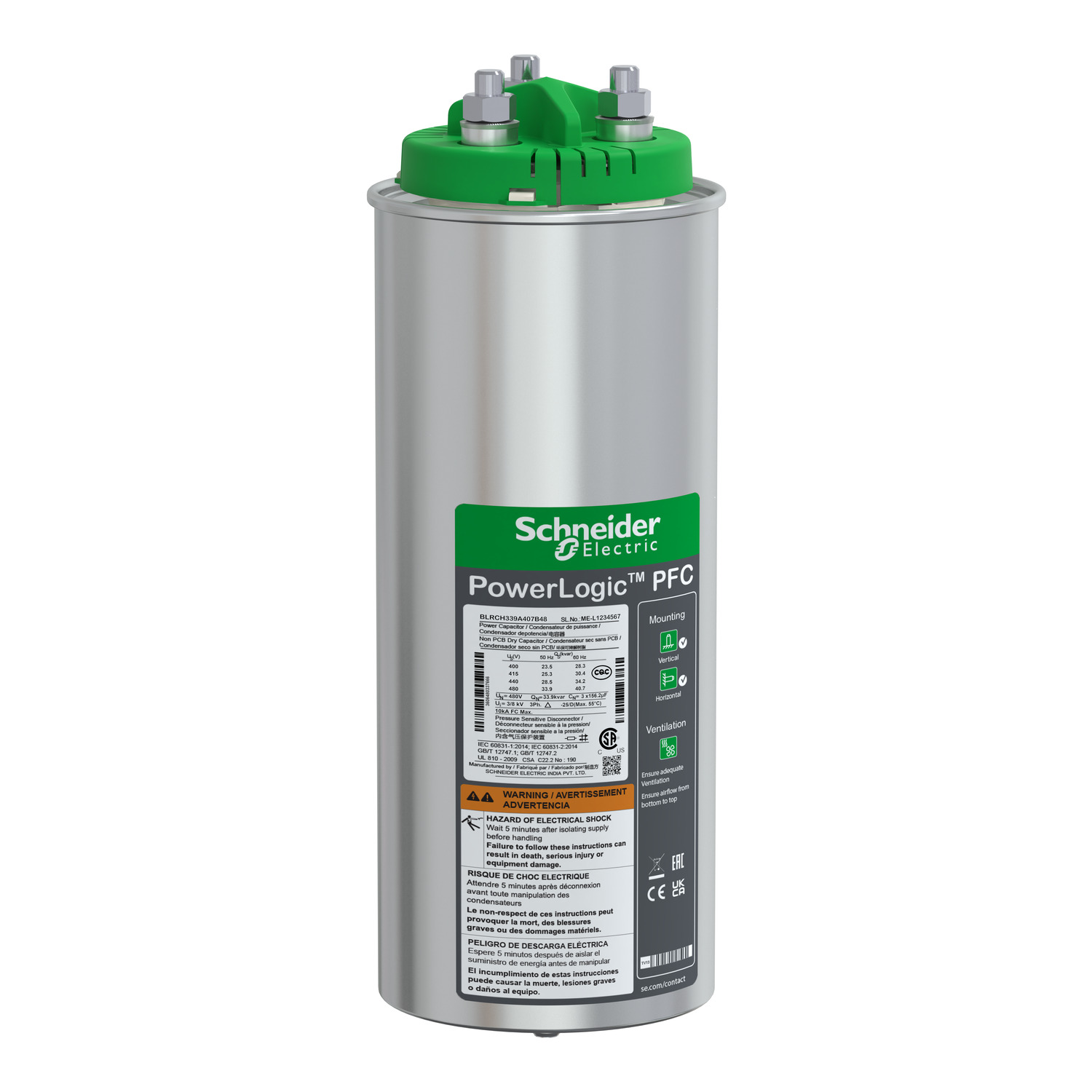 BLRCH400A480B52 – VarPlus Can HDuty Capacitor - 40/48 kvar - 525 V - 50/60Hz | Schneider Electric