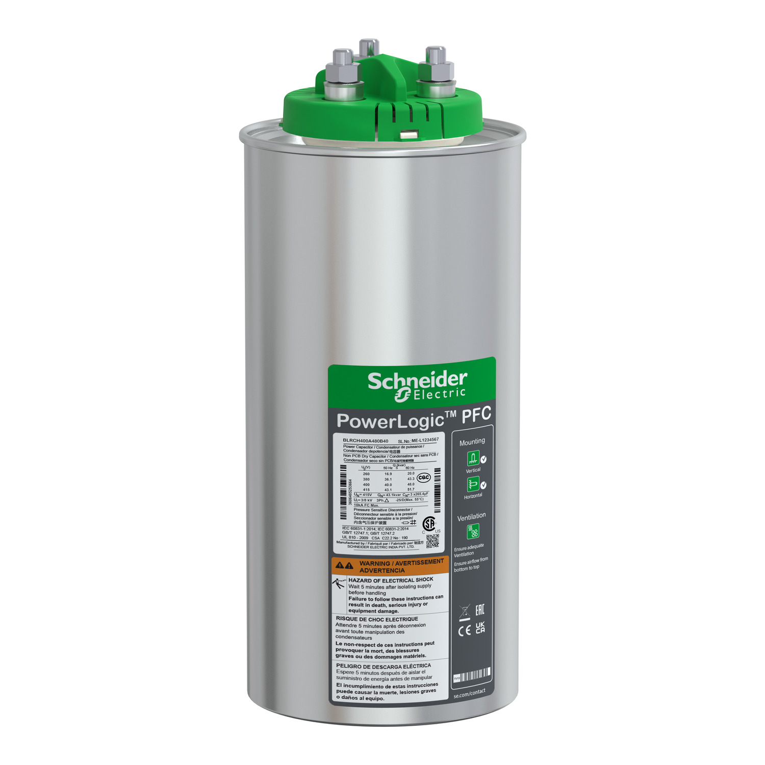 VarPlus Can HDuty Capacitor - 50/0 kvar - 440 V - 50/60Hz