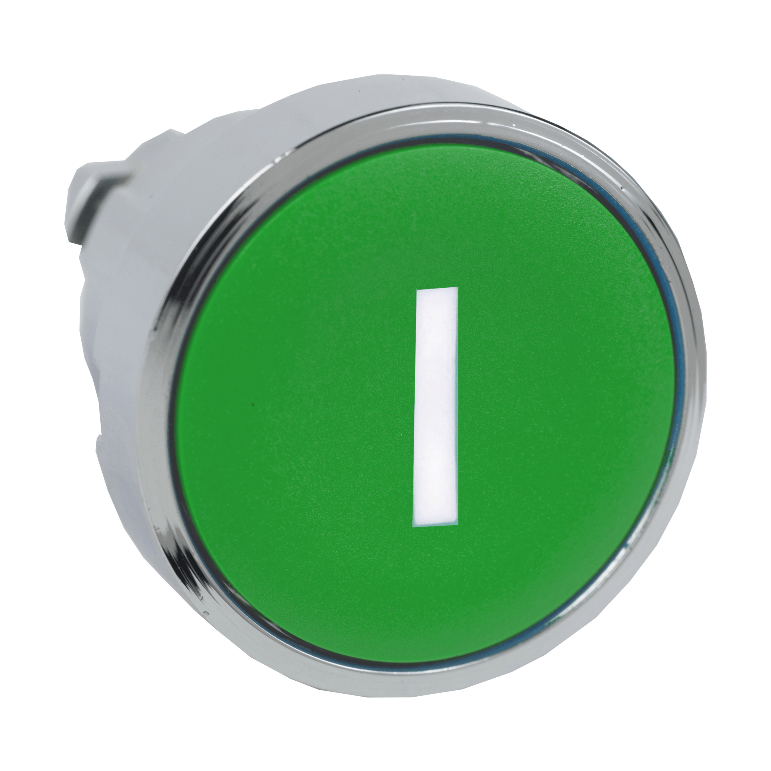 ZB4BA331 – Harmony XB4, Push button head, metal, flush, green, Ø22, spring return, marked I | Schneider Electric
