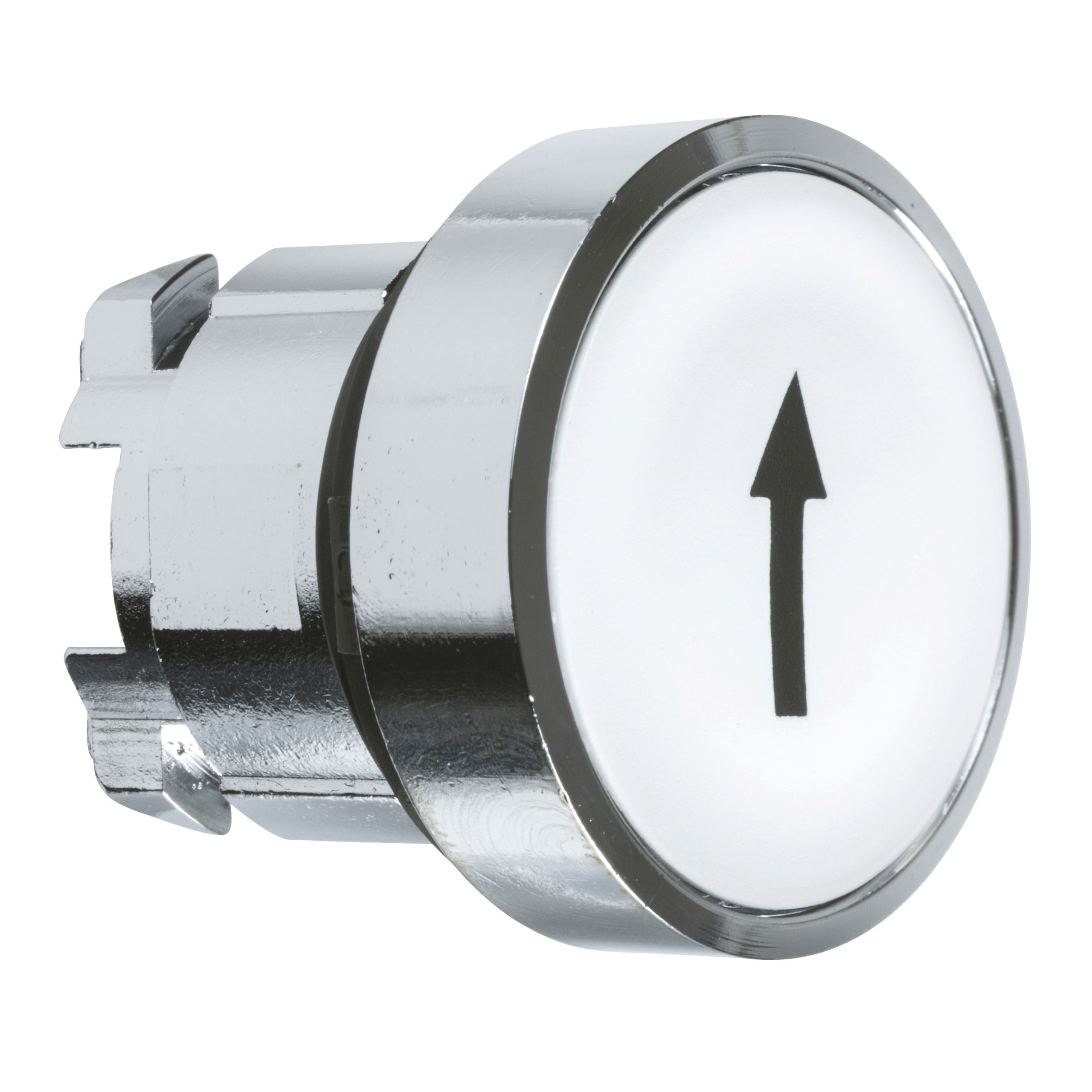 ZB4BA334 – Harmony XB4, Push button head, metal, flush, white, Ø22, spring return, marked UP ARROW | Schneider Electric