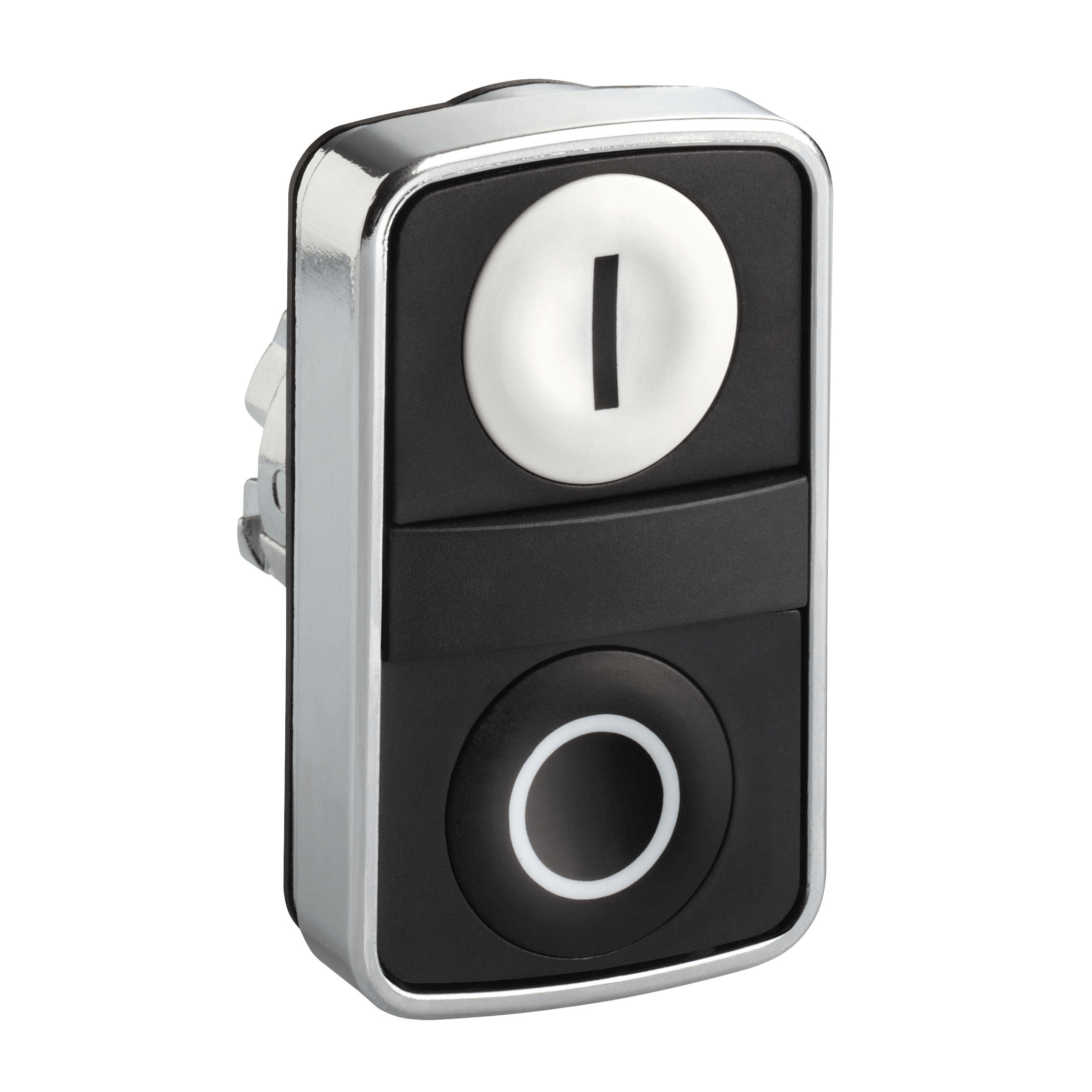 Harmony XB4, Double-headed push button head, metal, Ø22, 1 white flush marked I + 1 black flush marked O Schneider Electric