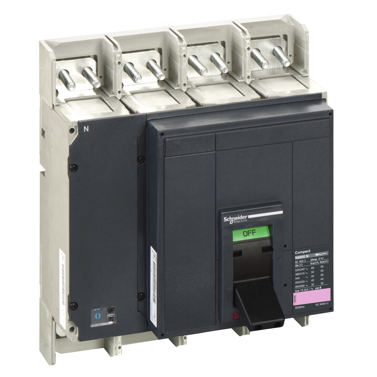 Circuit breaker basic frame, ComPact NS 800N, 50 kA at 415 VAC, 800 A, fixed, manually operated, without trip unit, 4 P