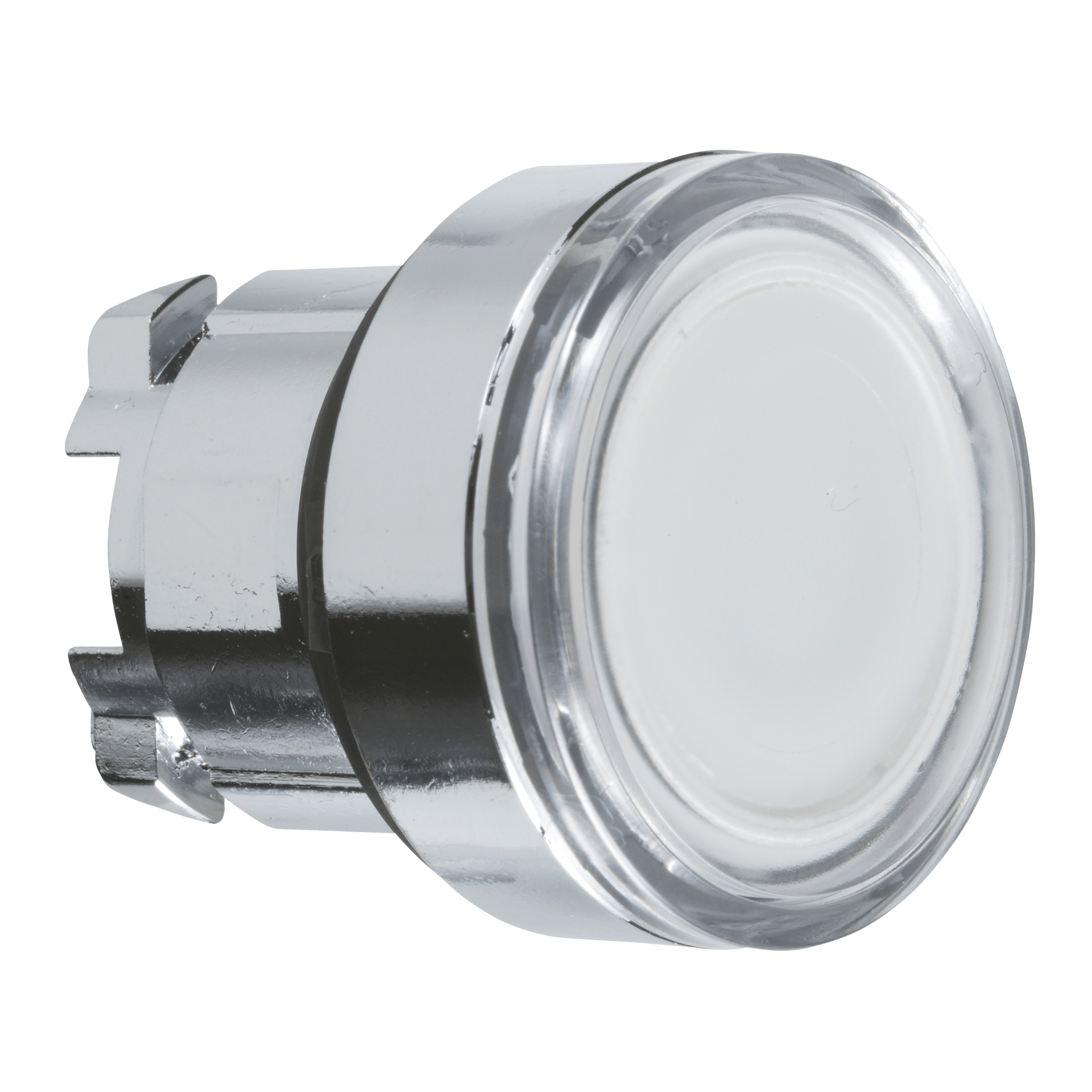 Harmony XB4, Illuminated push button head, metal, flush, white, Ø22, spring return, plain lens for BA9s bulb Schneider Electric