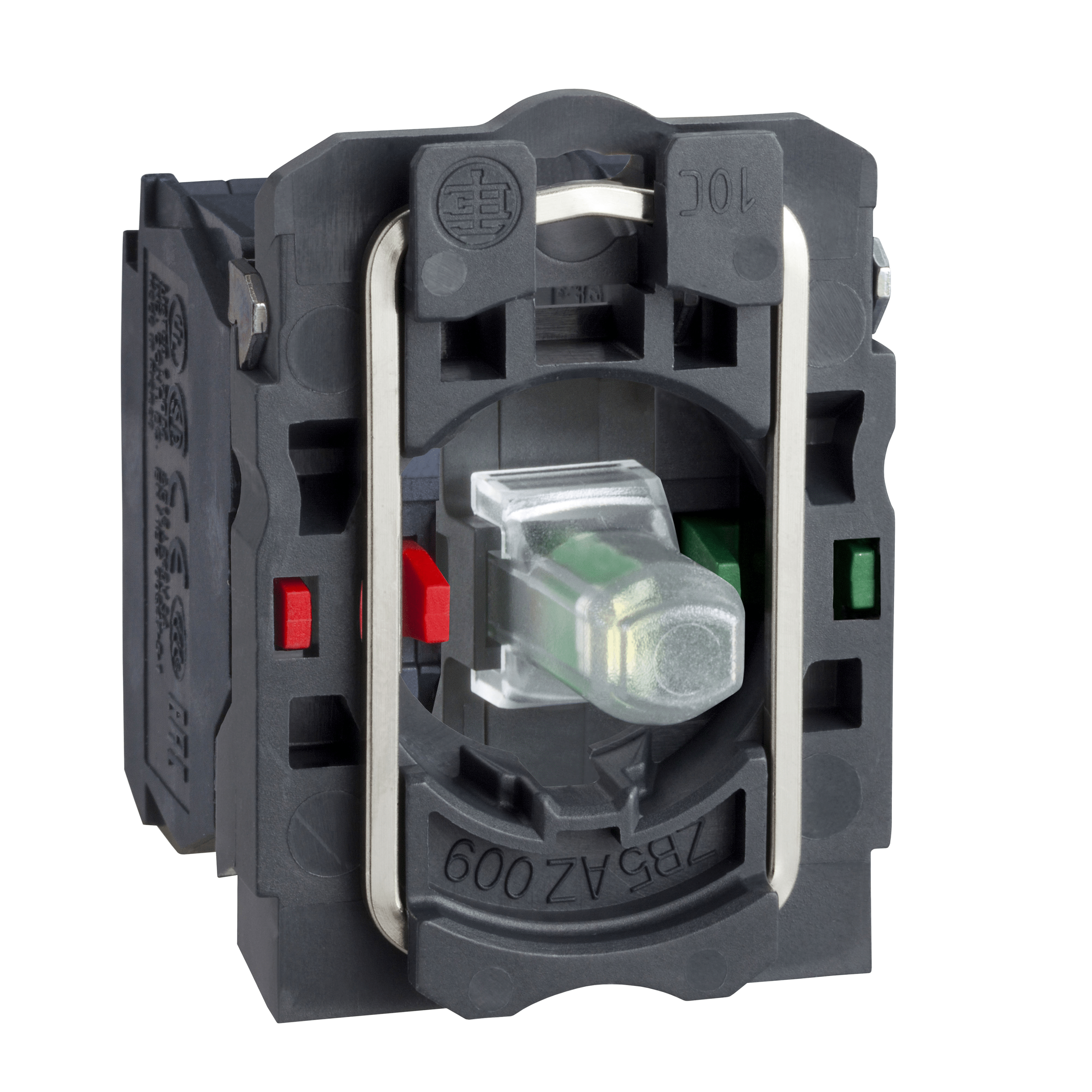 ZB5AW0M45 – Complete body/contact assembly and light block, Harmony XB5, XB4, red with body/fixing collar with integral LED 230…240 V 1NO+1NC | Schneider Electric