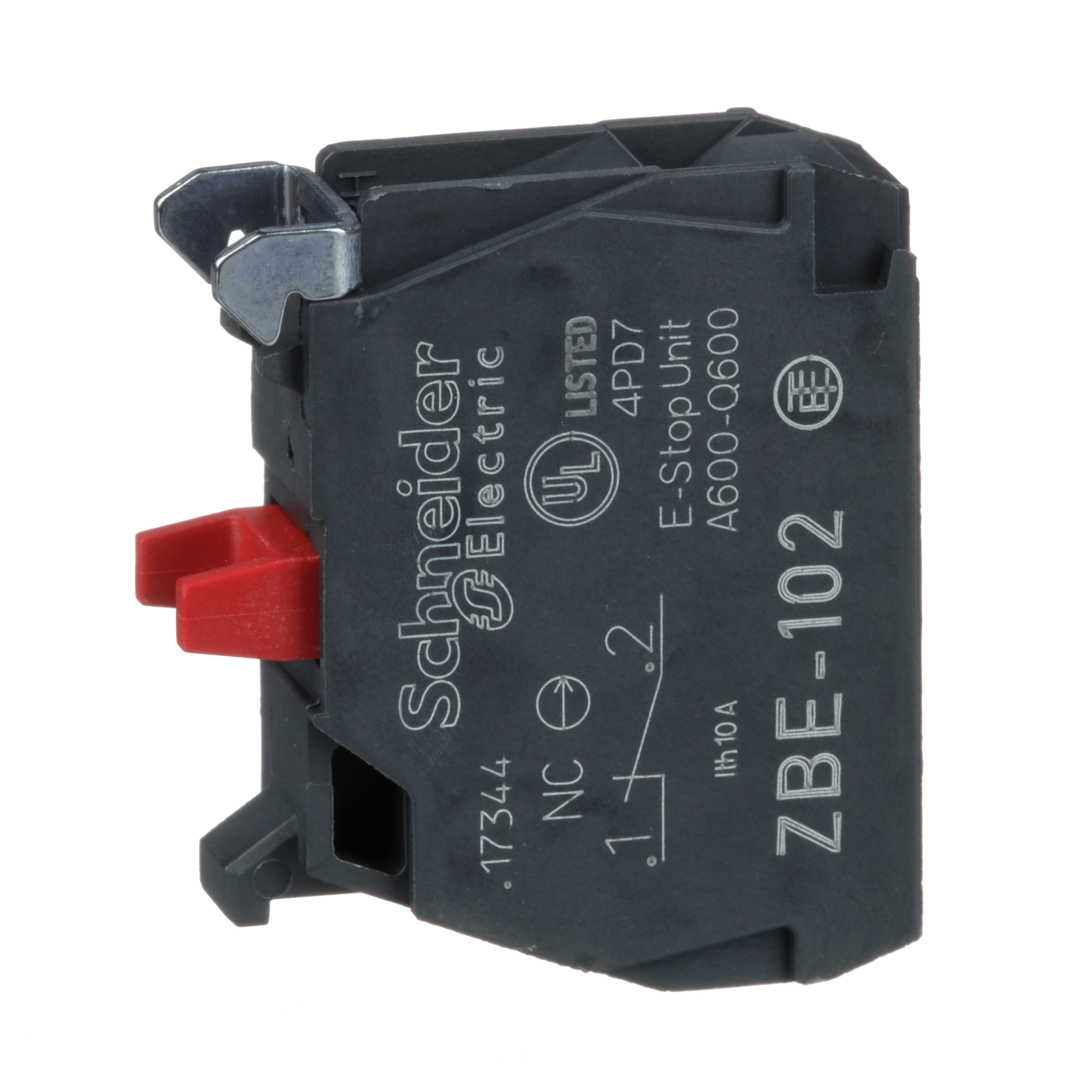 ZBE102 - Single contact block, silver alloy, screw clamp terminal, 1 NC Schneider Electric