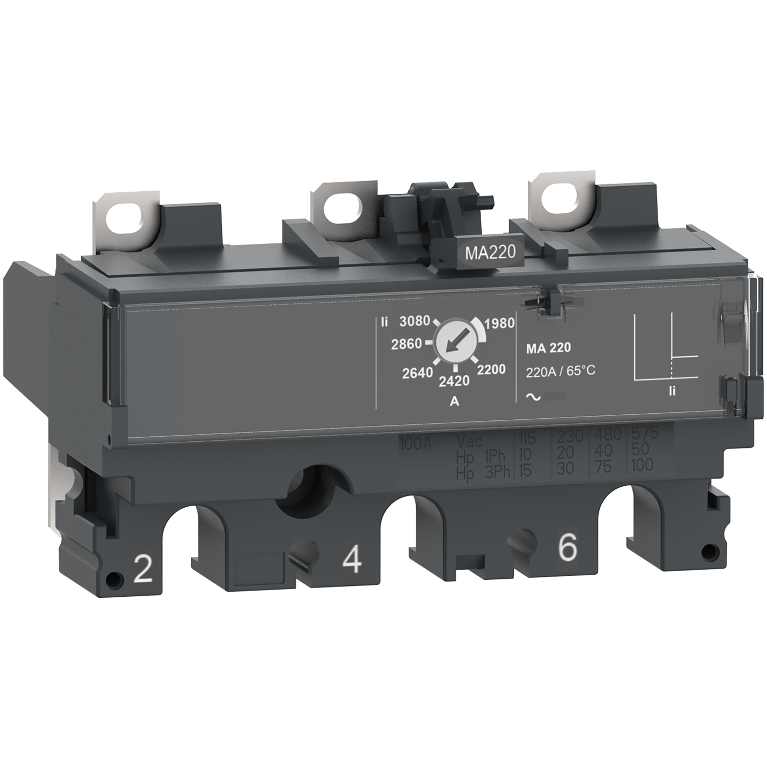 C103MA025 – Trip unit MA25 for ComPacT NSX 100/160 circuit breakers, magnetic, rating 25 A, 3 poles 3d | Schneider Electric