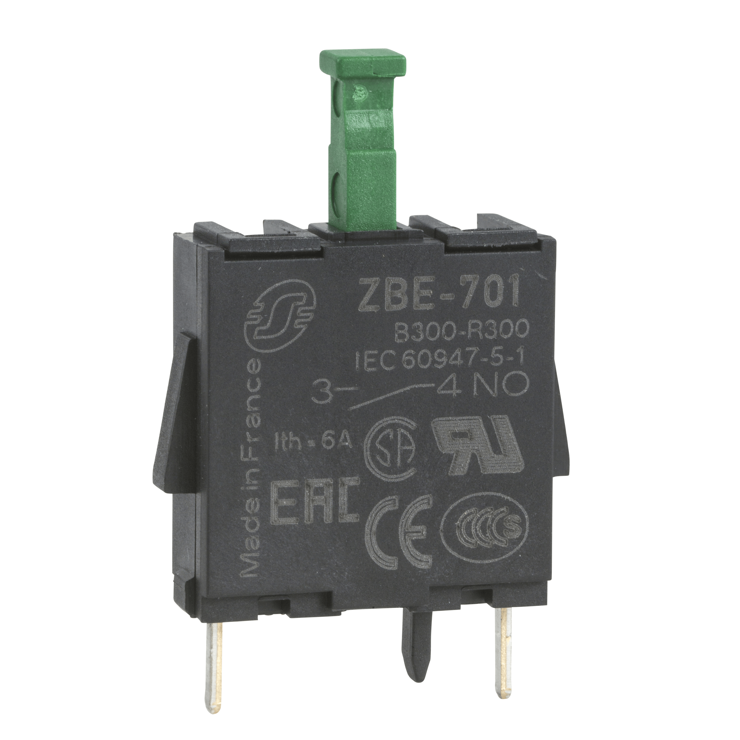 ZBE701 – Harmony XB4, Single contact block, silver alloy, pins for printed circuit board, 1 NO | Schneider Electric