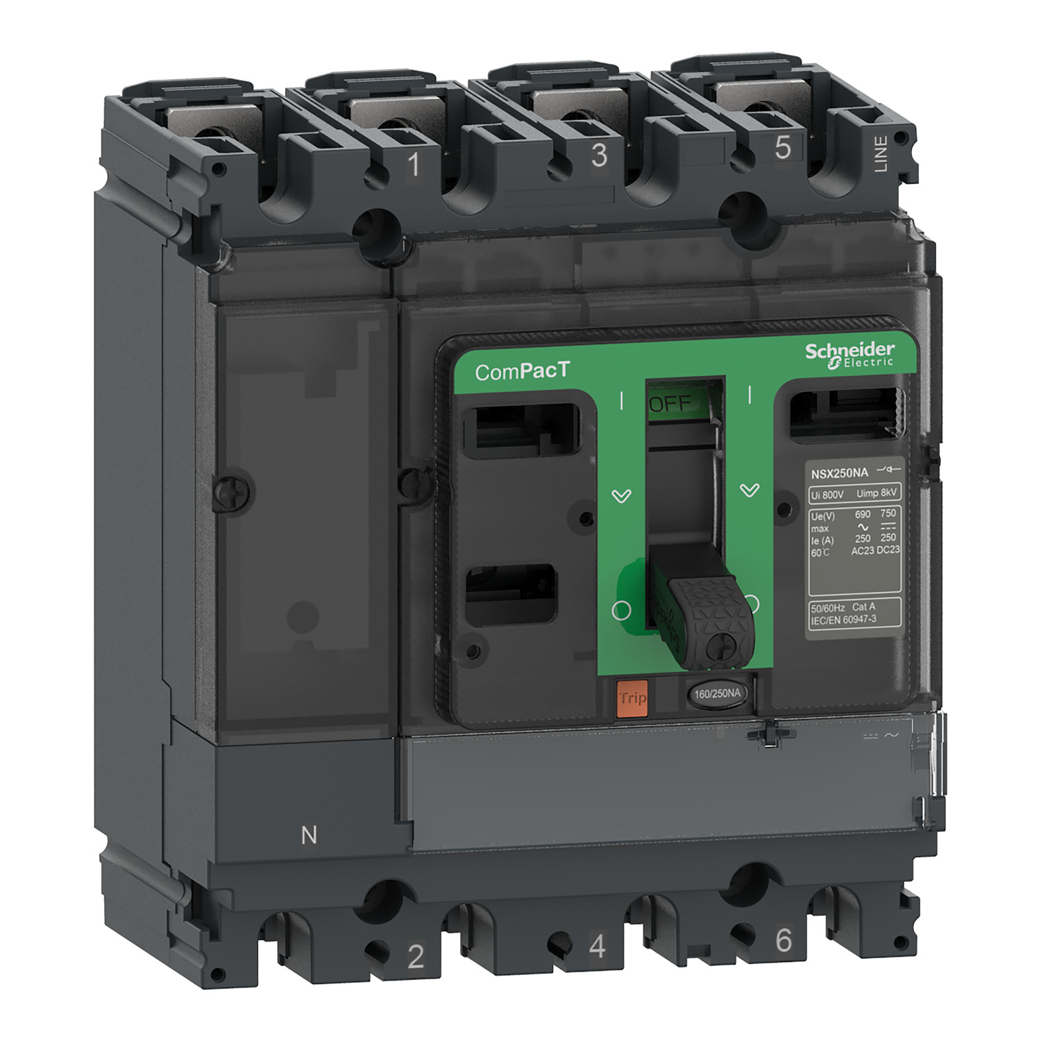 C104100S – Switch disconnector ComPacT NSX100NA, 4 poles, 100A, AC22A, AC23A | Schneider Electric