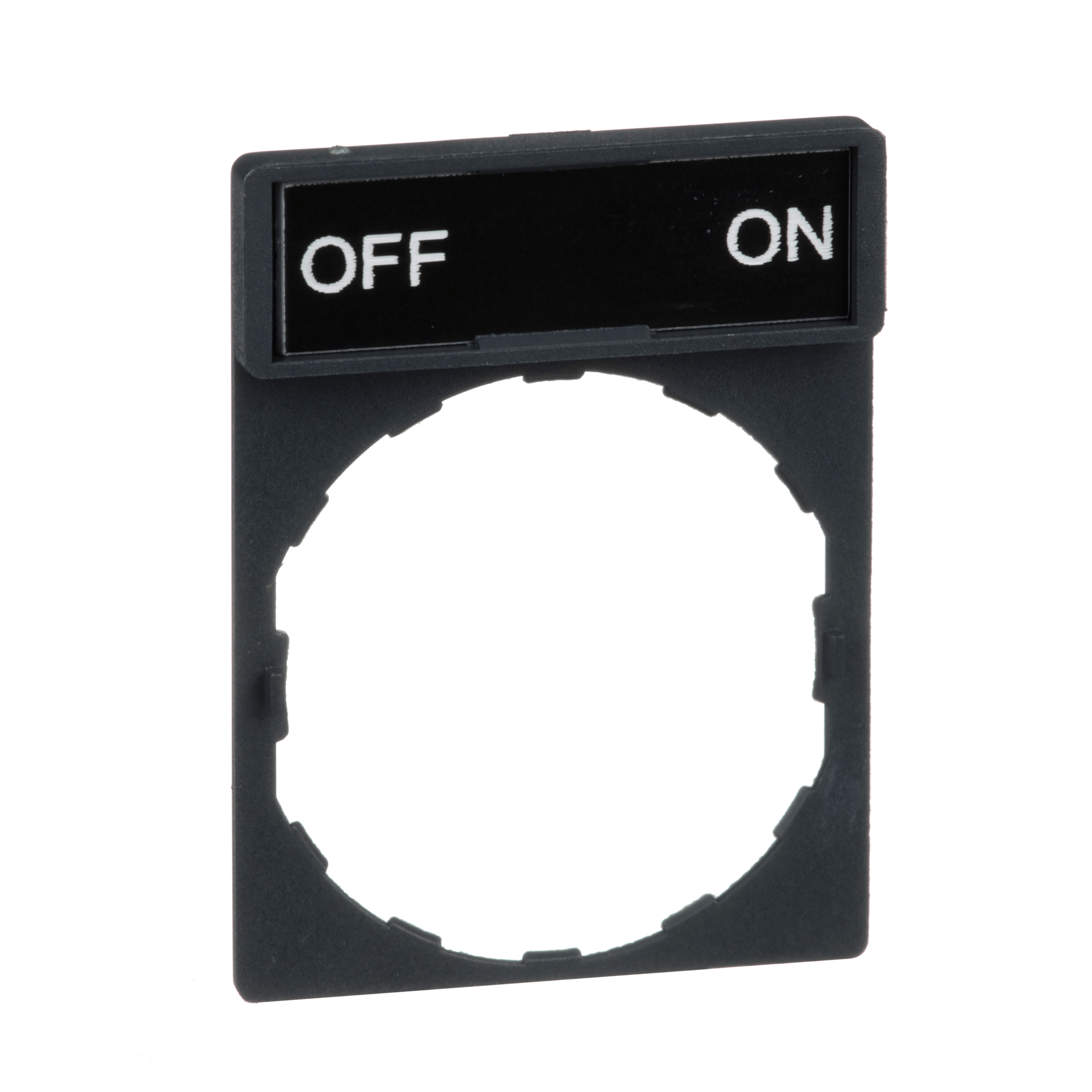 ZBY2367 - Harmony XB4, Legend holder 30 x 40 mm, plastic, with legend 8 x 27 mm, marked OFF - ON Schneider Electric