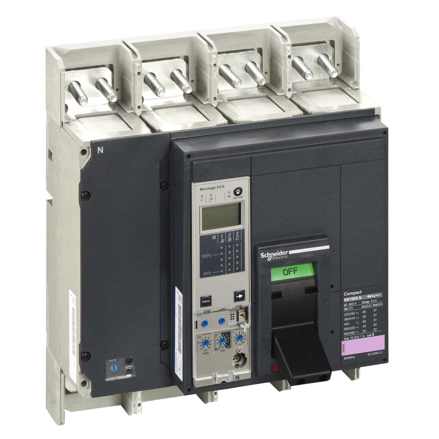 Circuit breaker basic frame, ComPact NS 1600N, 50 kA at 415 VAC, 1600 A, withdrawable, electrically operated, without trip unit, 4 P