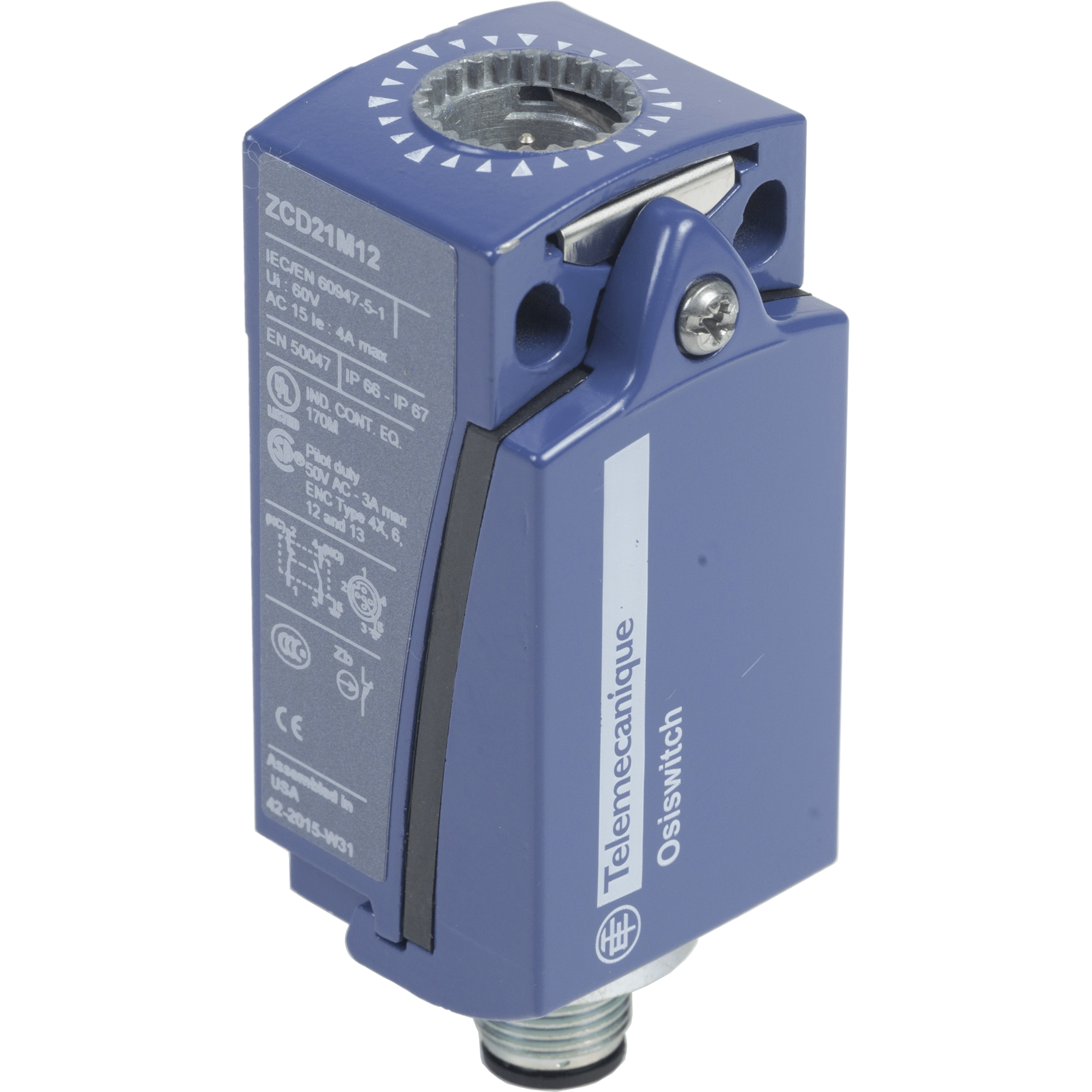 ZCD21M12 – Limit switch body, Limit switches XC Standard, ZCD, compact, 1NC+1 NO, snap action, M12 5P | Telemecanique Sensors
