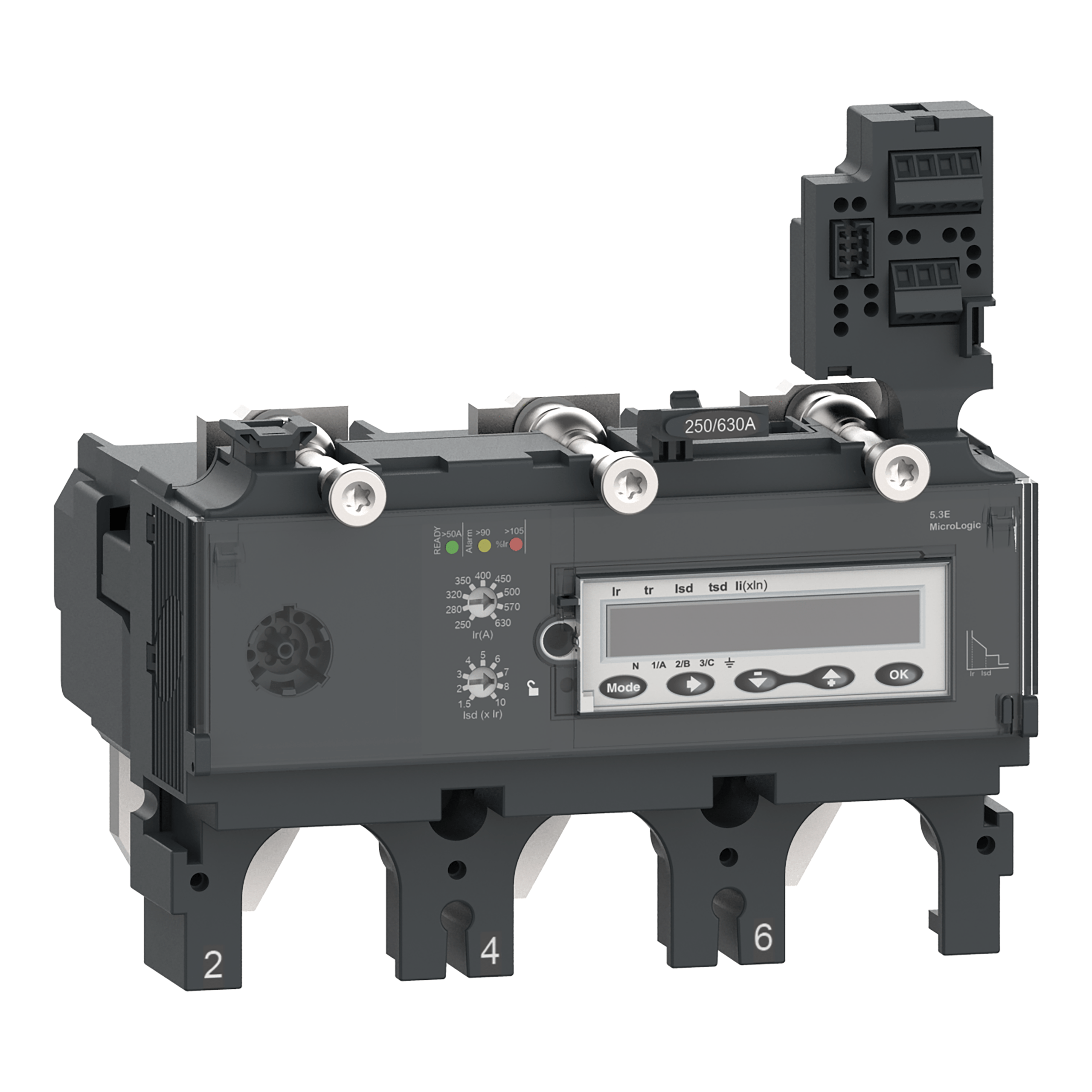 C6335E630 - trip unit MicroLogic 5.3 E for ComPacT NSX 630 circuit breakers, electronic, rating 630A, 3 poles 3d Schneider Electric