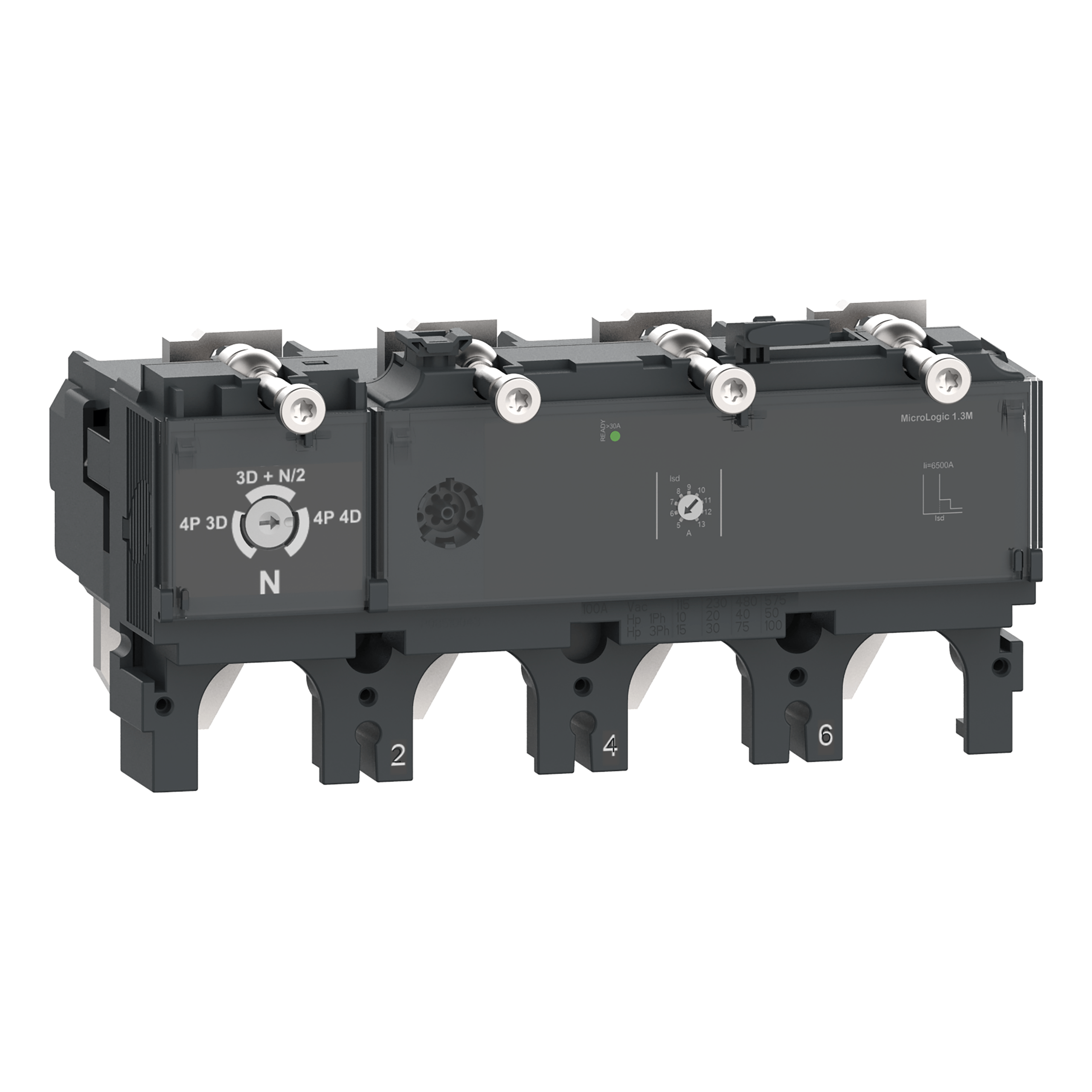 trip unit MicroLogic 1.3 M for ComPacT NSX 630 circuit breakers, electronic, rating 500 A, 4 poles 3d