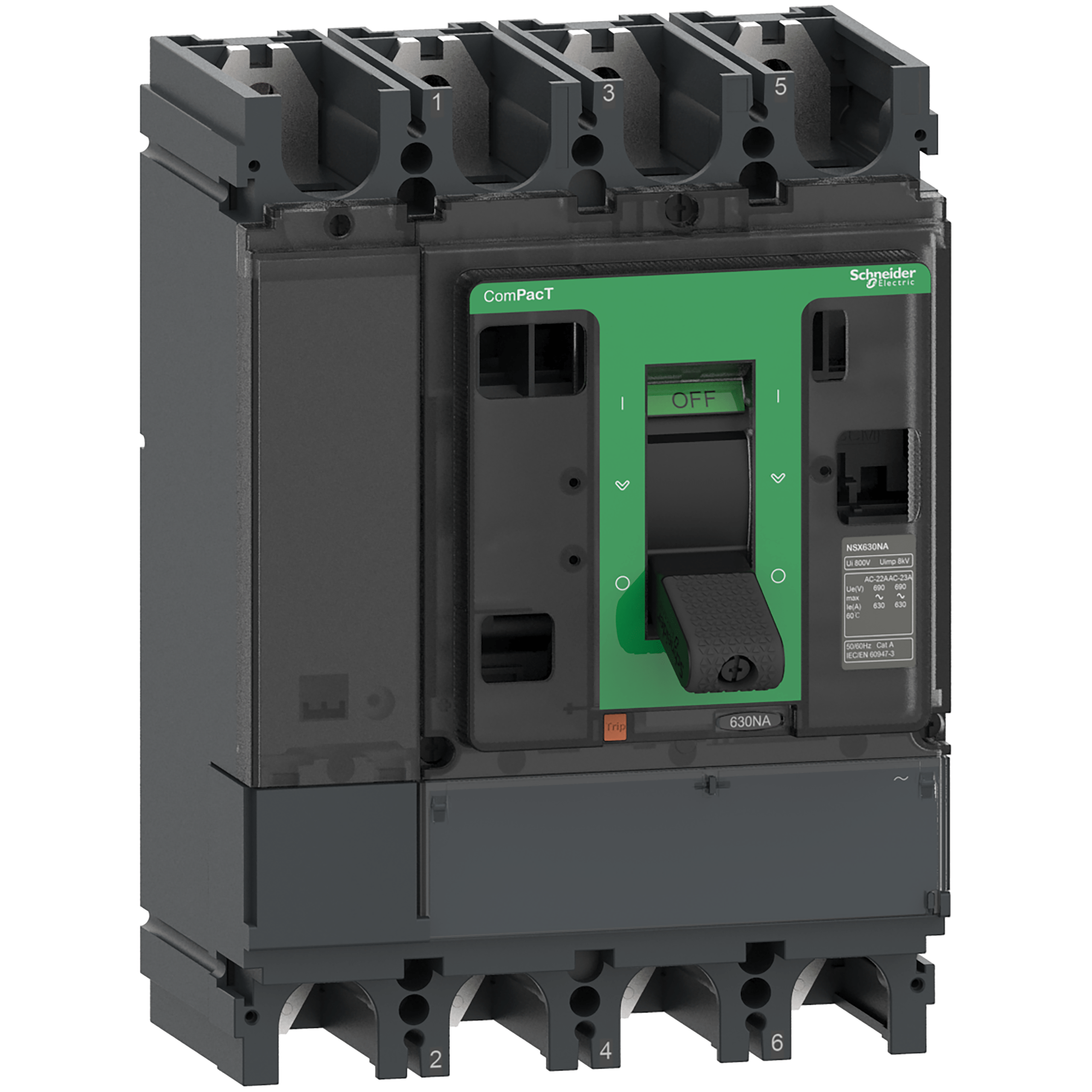 C634630S - Switch disconnector ComPacT NSX630NA, 4 poles, 630A, AC22A, AC23A Schneider Electric