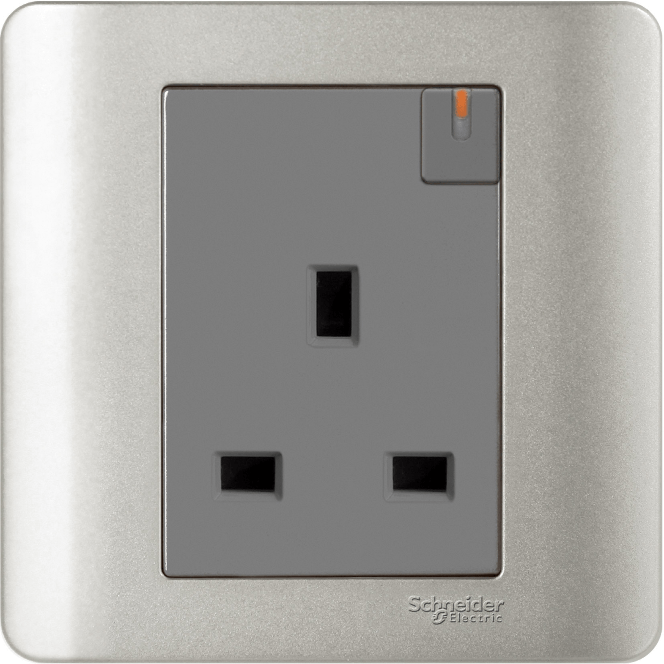 E8415_SA - 13A 1 Gang Switched Socket with Ondicator, Silver Satin Schneider Electric
