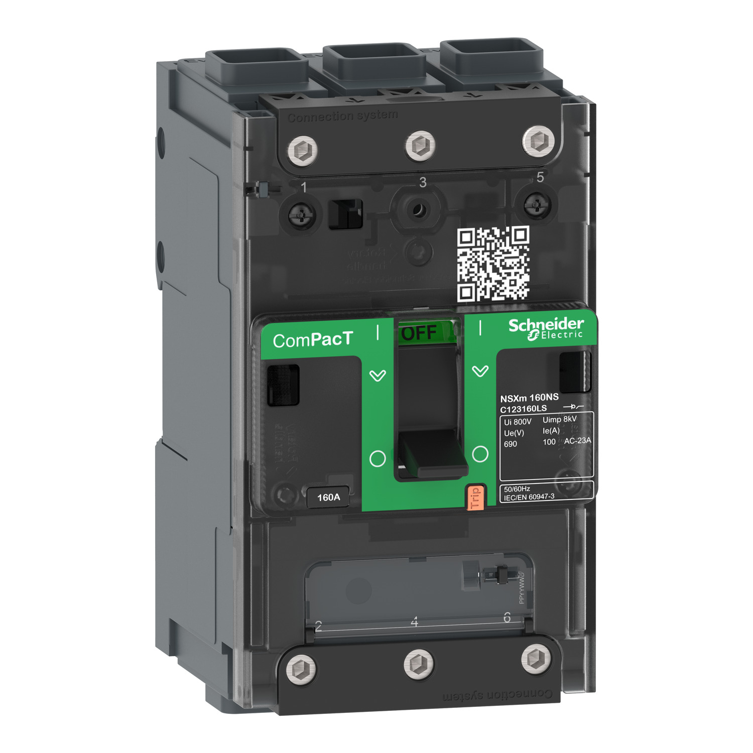 C123160LS – Switch disconnector ComPacT NSXm NA, 3P, 160 A rating, EverLink connectors | Schneider Electric